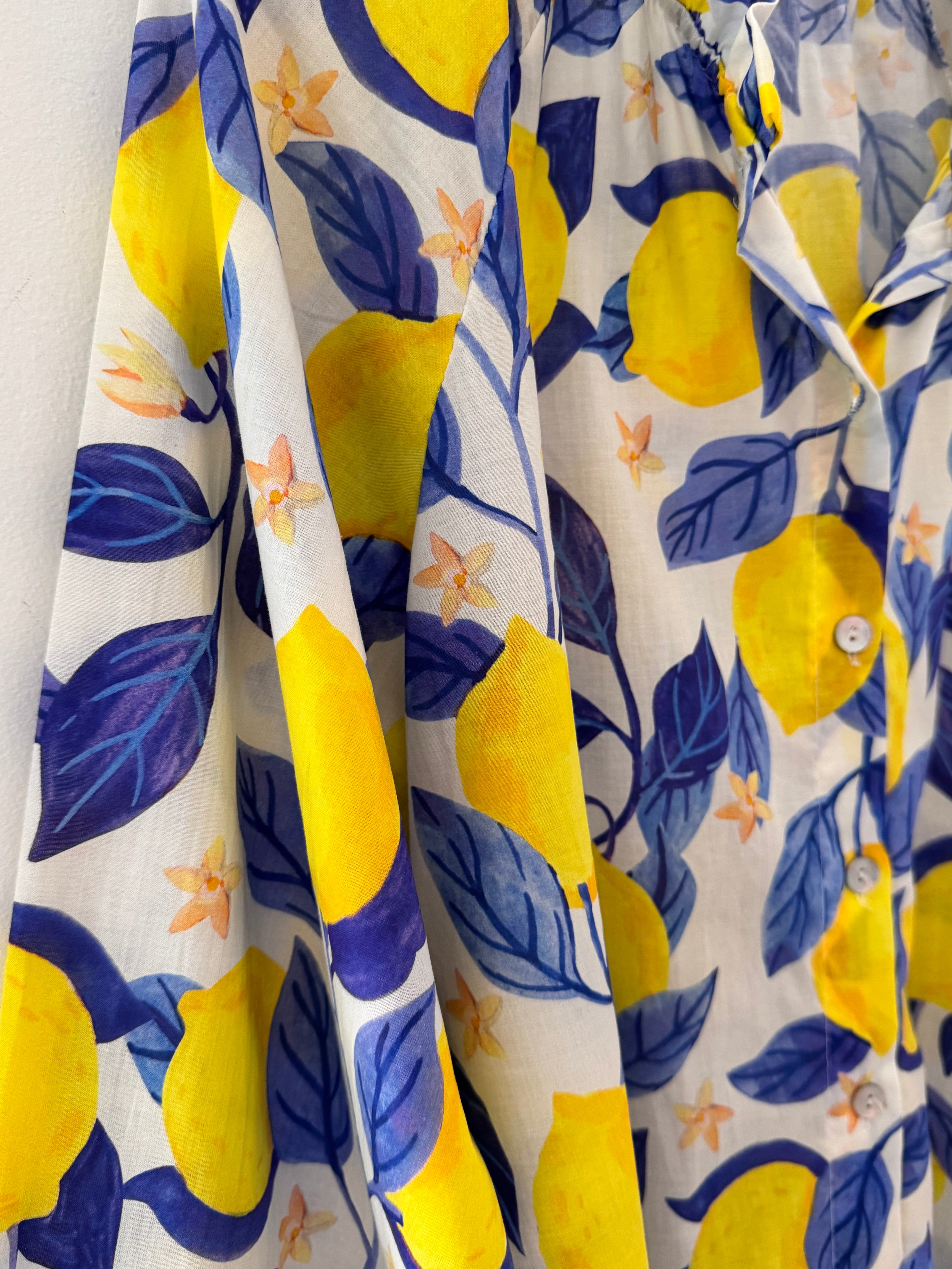 Lemons Blouse in Blue & Yellow