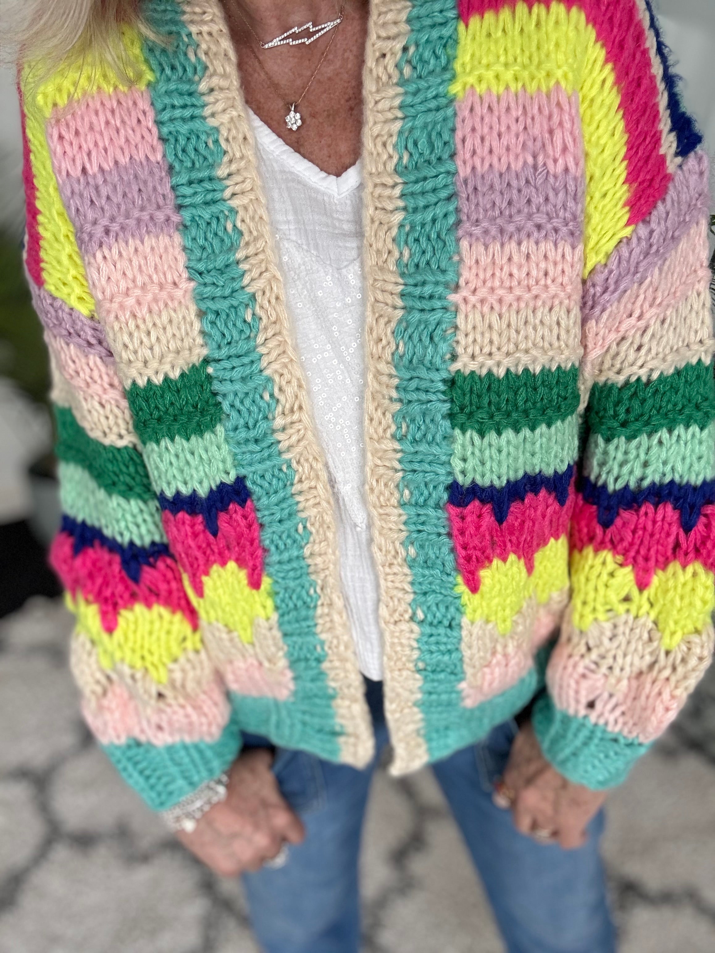 Handknitted Rainbow Cardigan