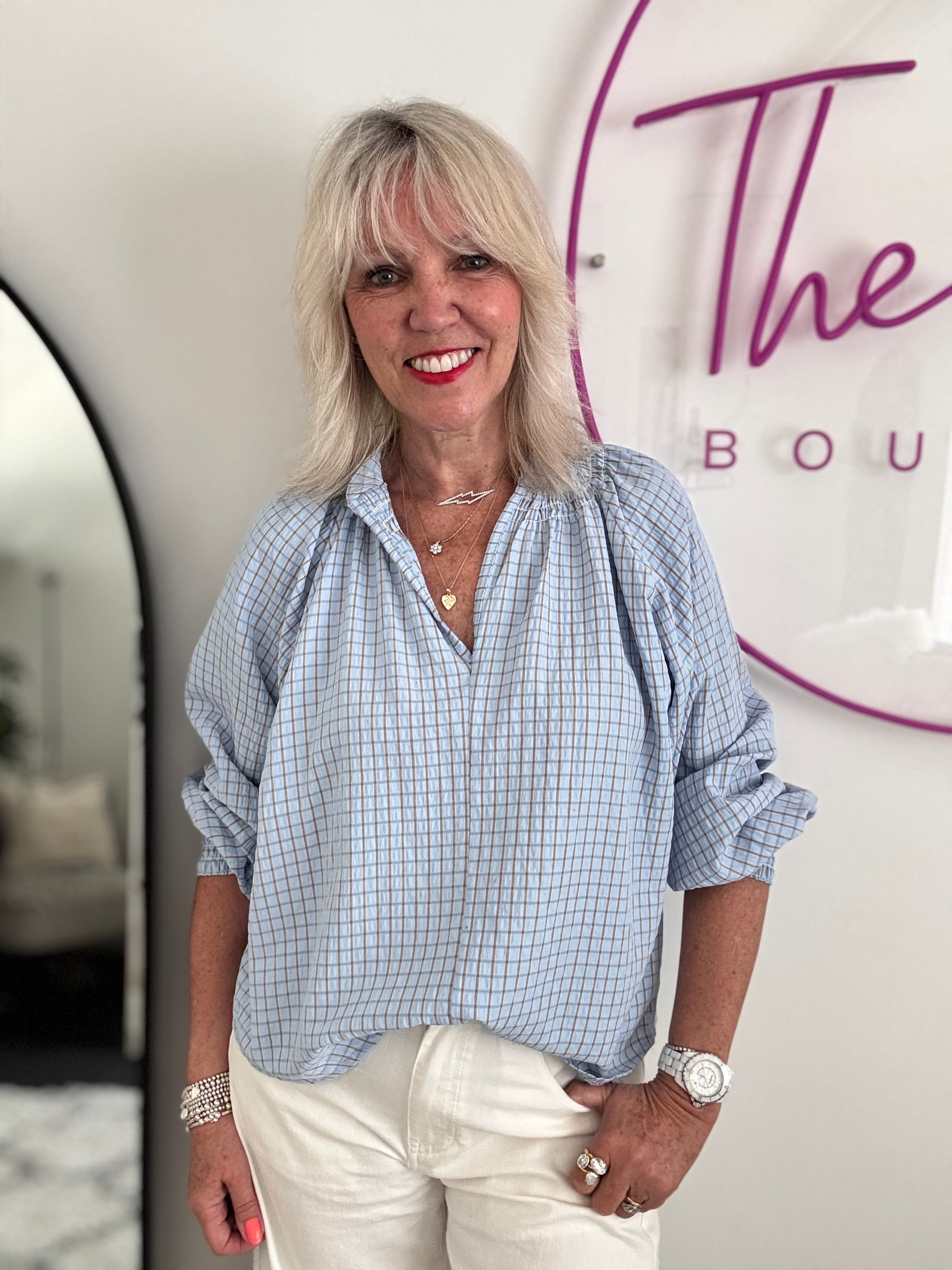 Checked Blouse in Blue