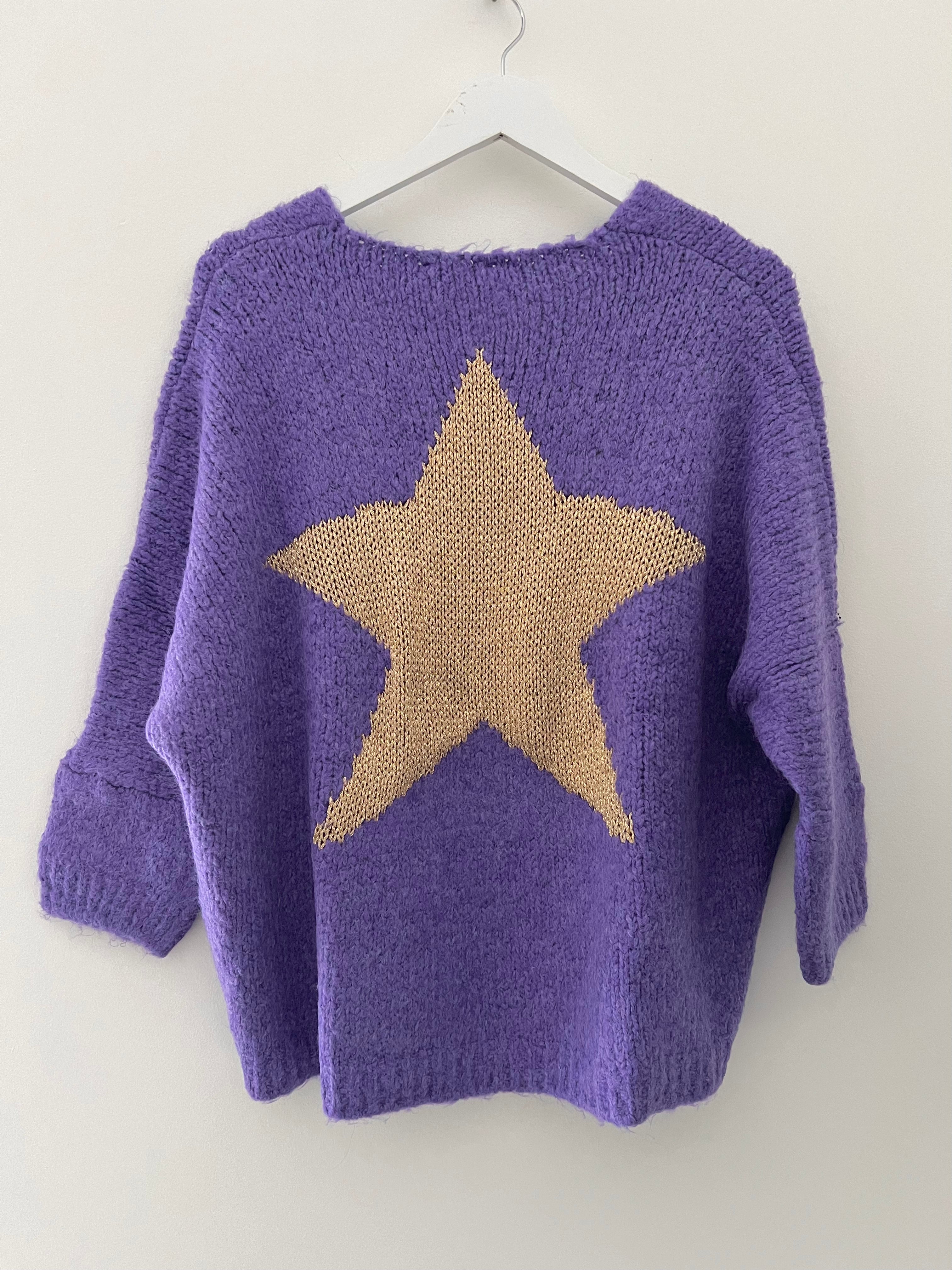 Cosy Star Jumper in Purple & Gold