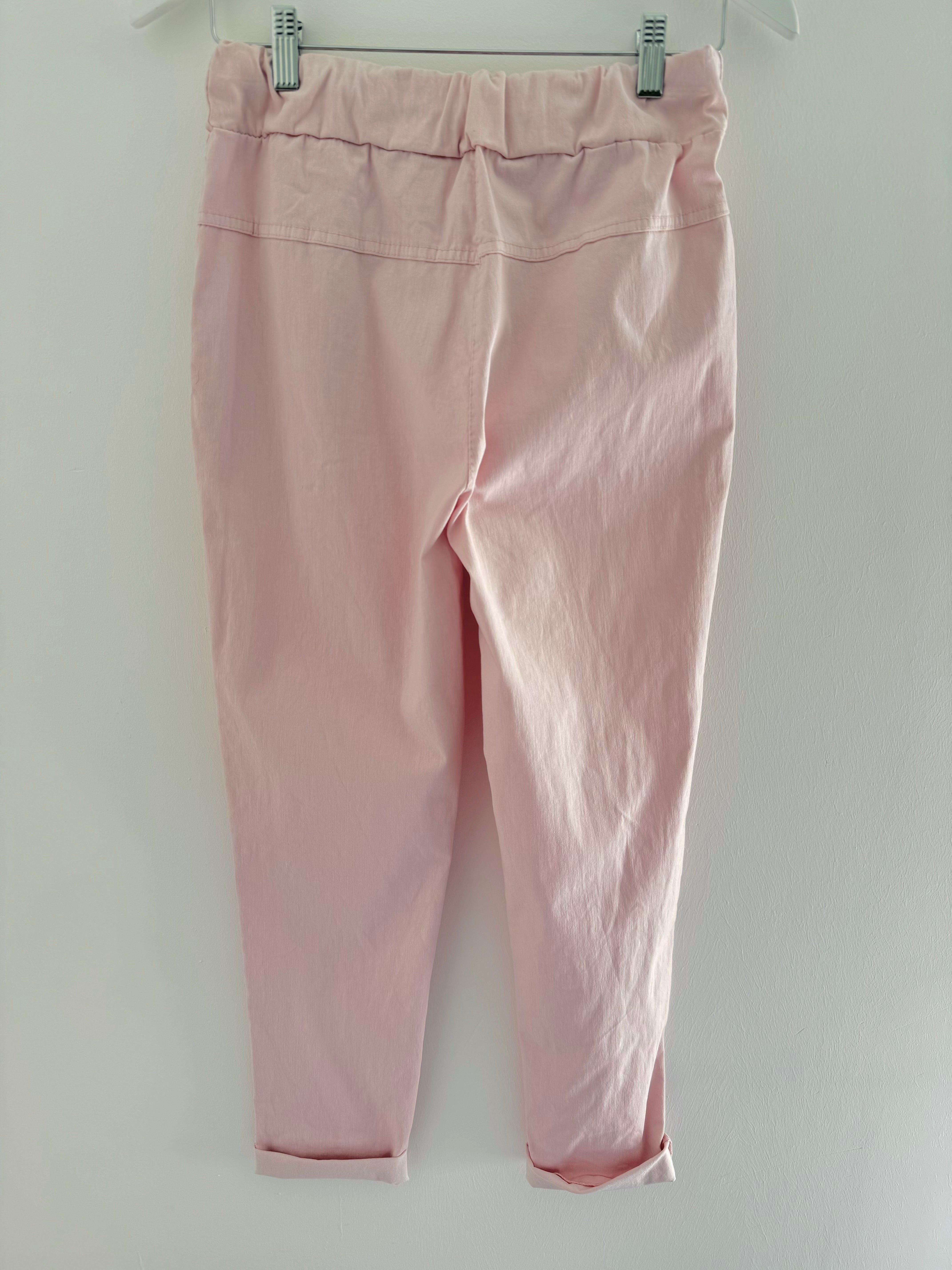 Super Stretch Plain Tie Joggers in Pink