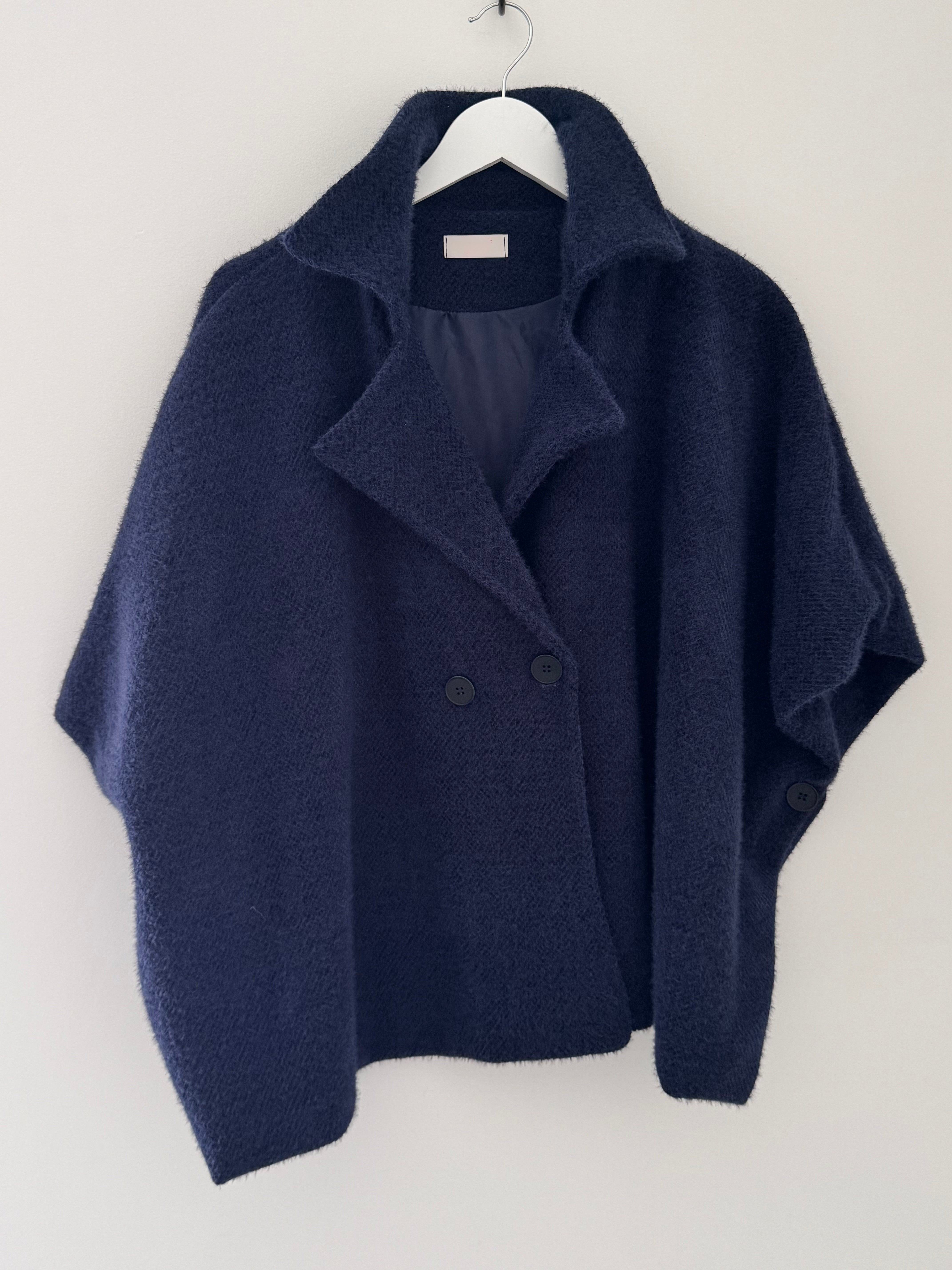 Soft Cape Jacket in Navy