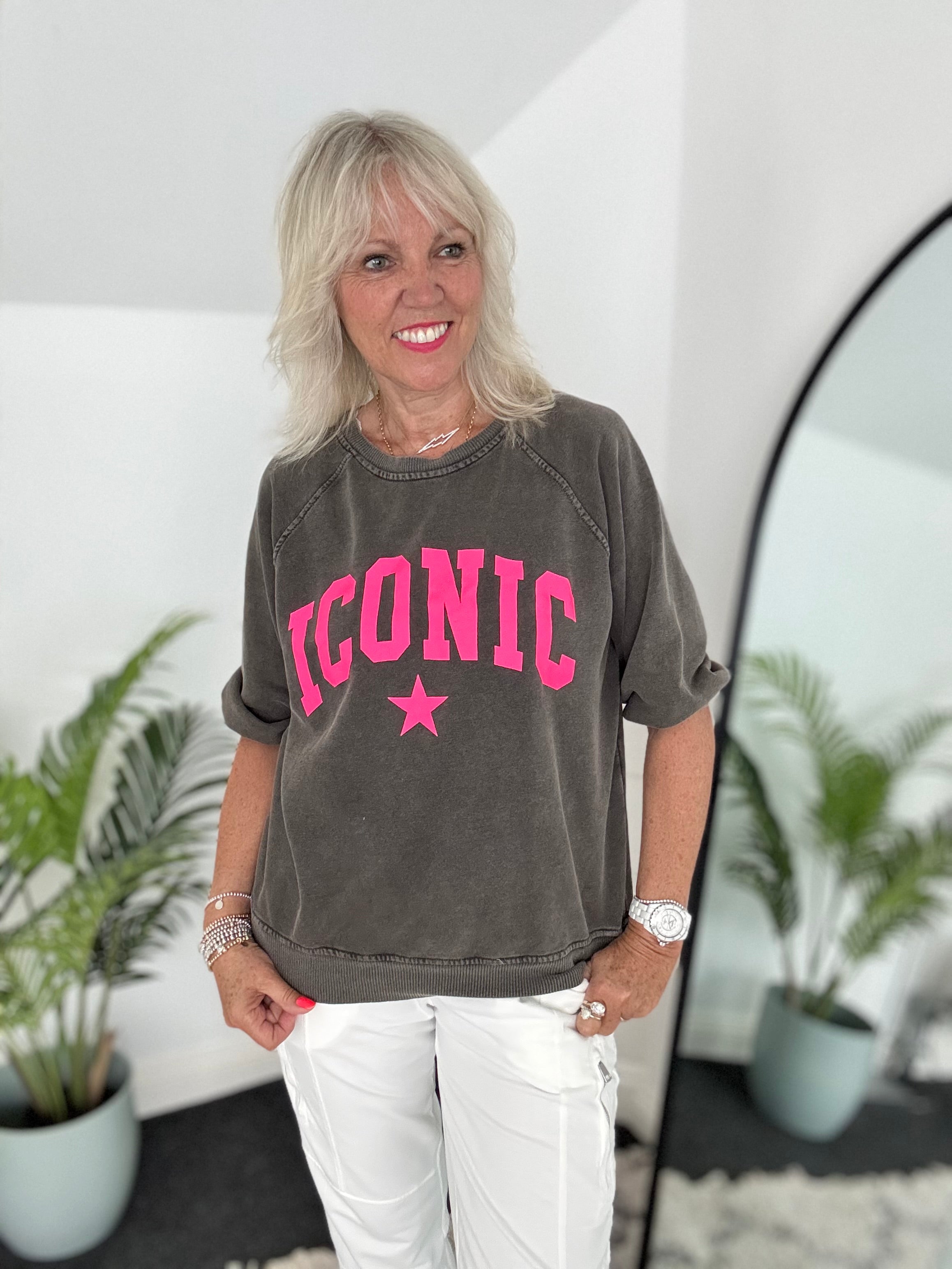 Iconic Sweatshirt with Pink Neon