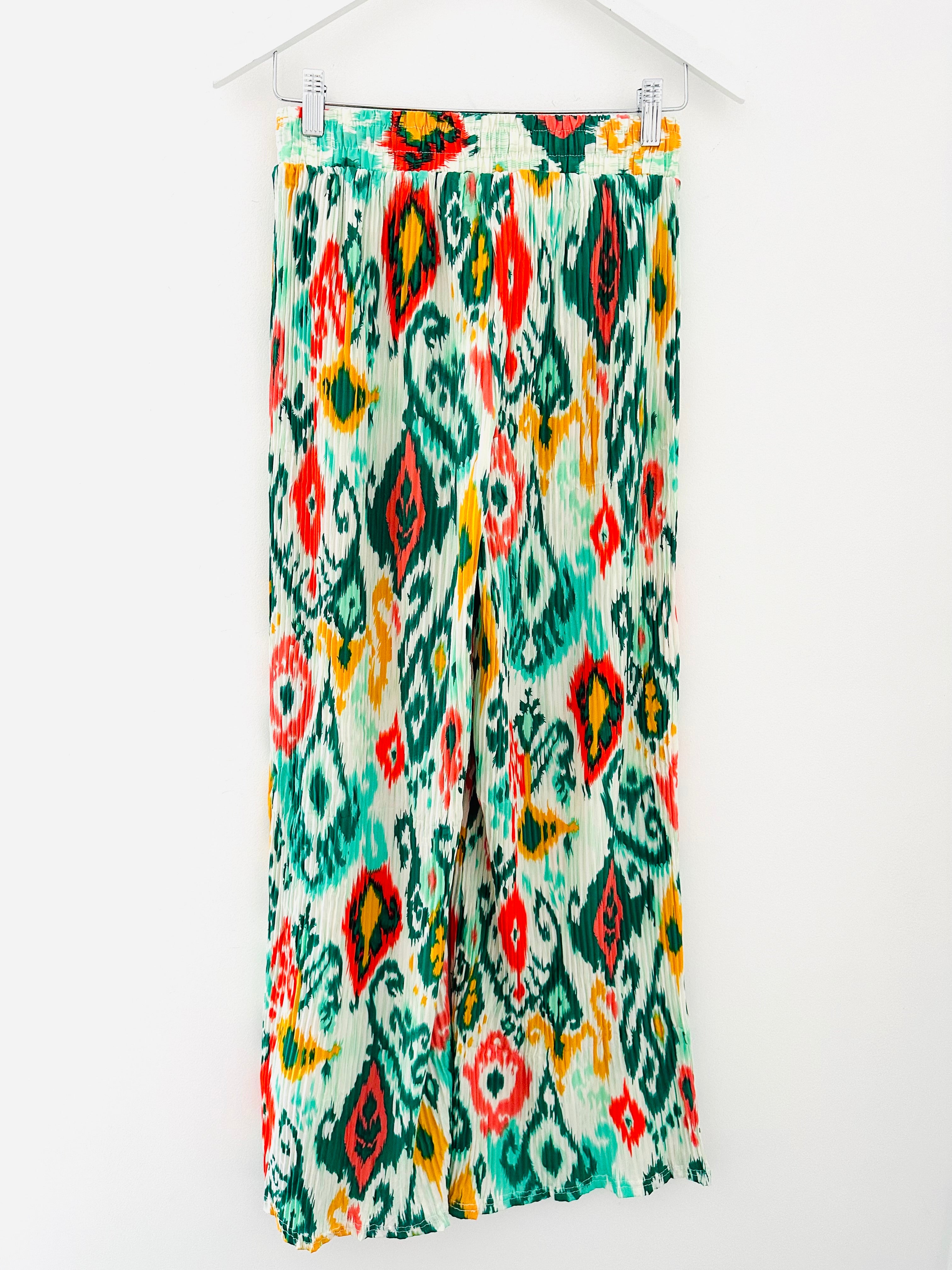 Wide Leg Trousers in Green & Orange