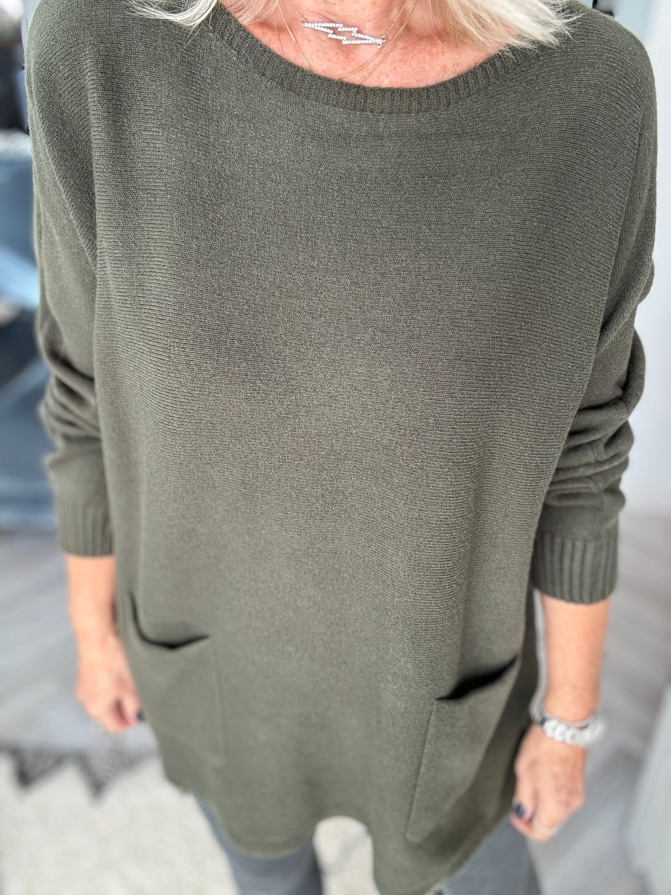 Pocket Jumper in Deep Khaki