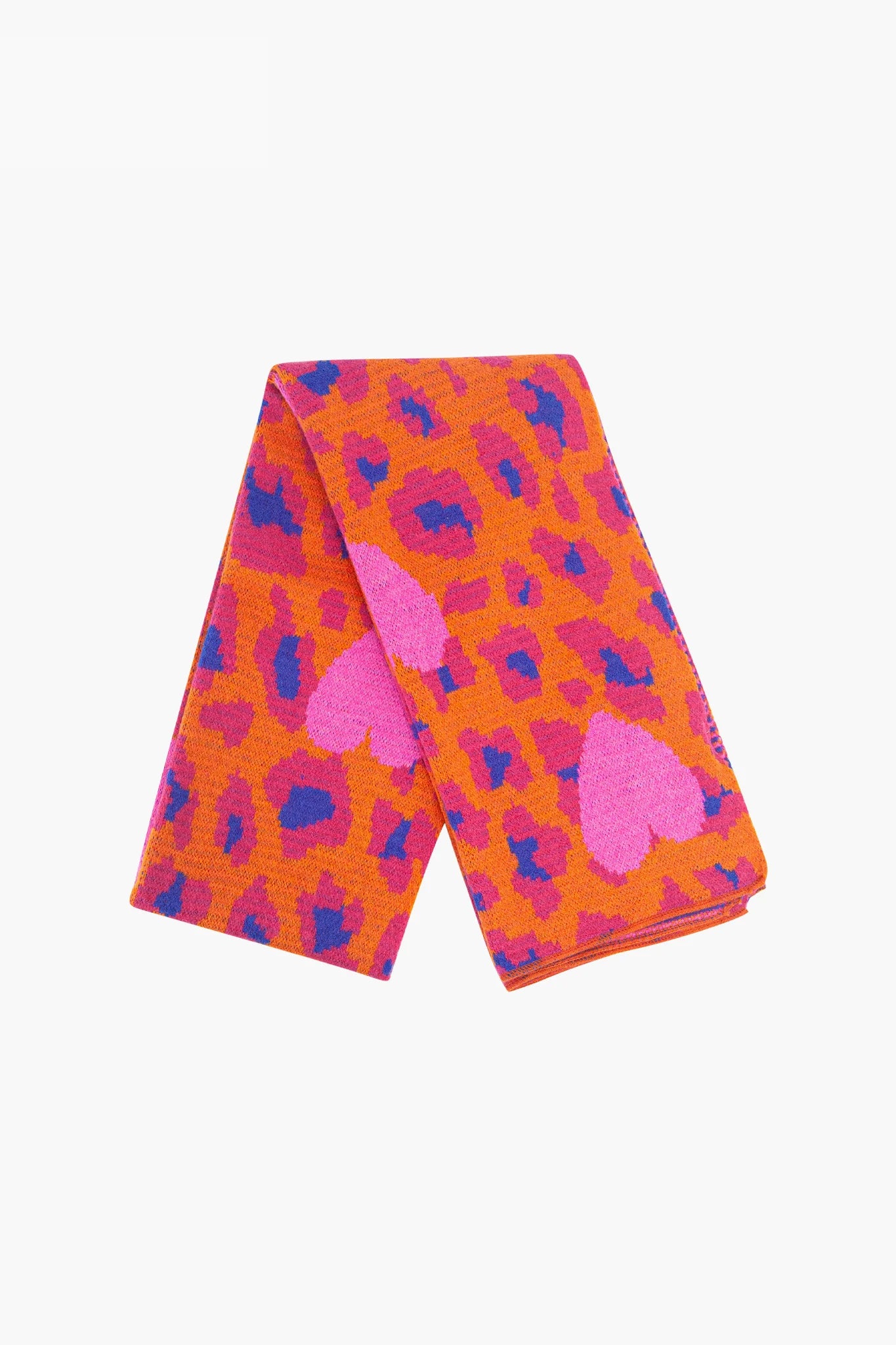 Leopard Reversible Scarf with Hearts & Stripes in Pink