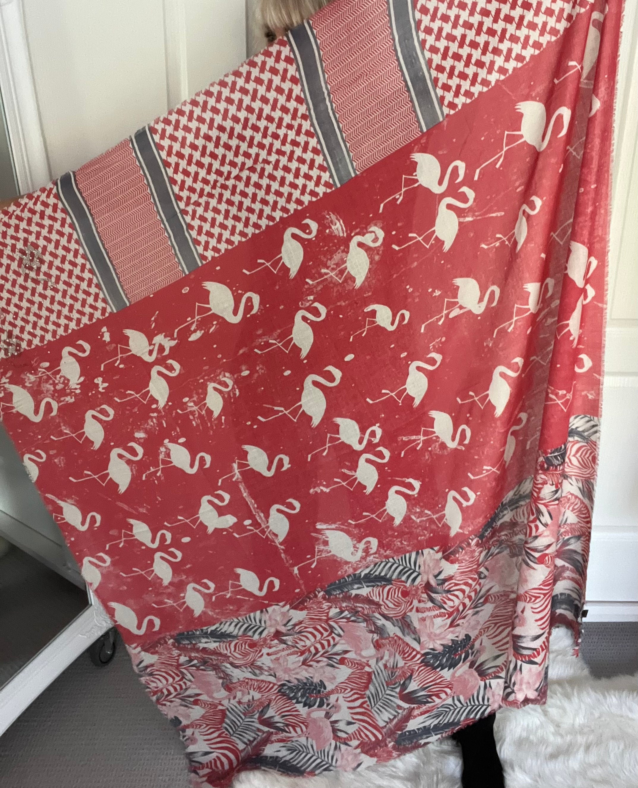 Soft Scarf with Sparkly Flamingos