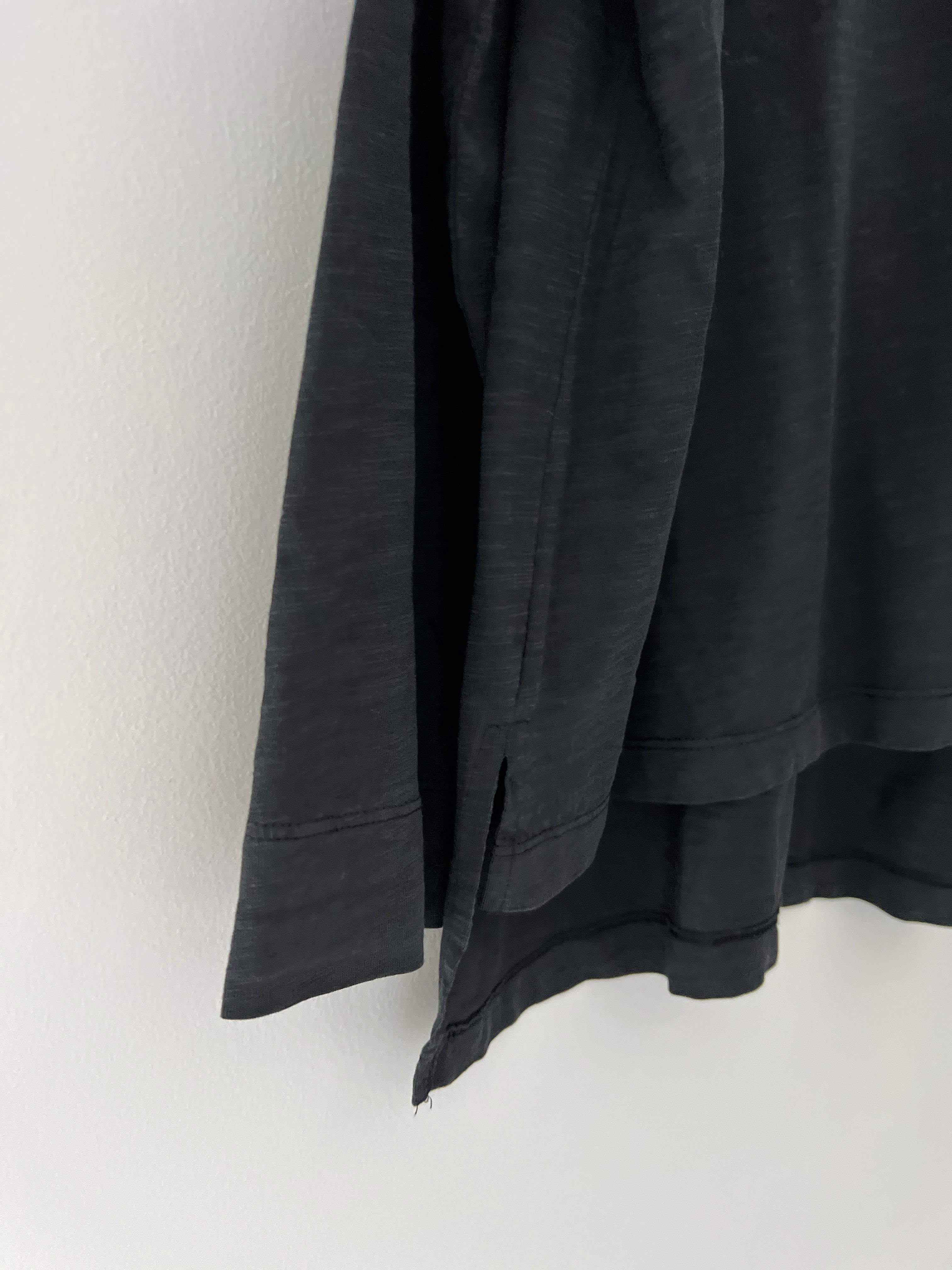 Long Sleeve Cotton Top in Washed Black