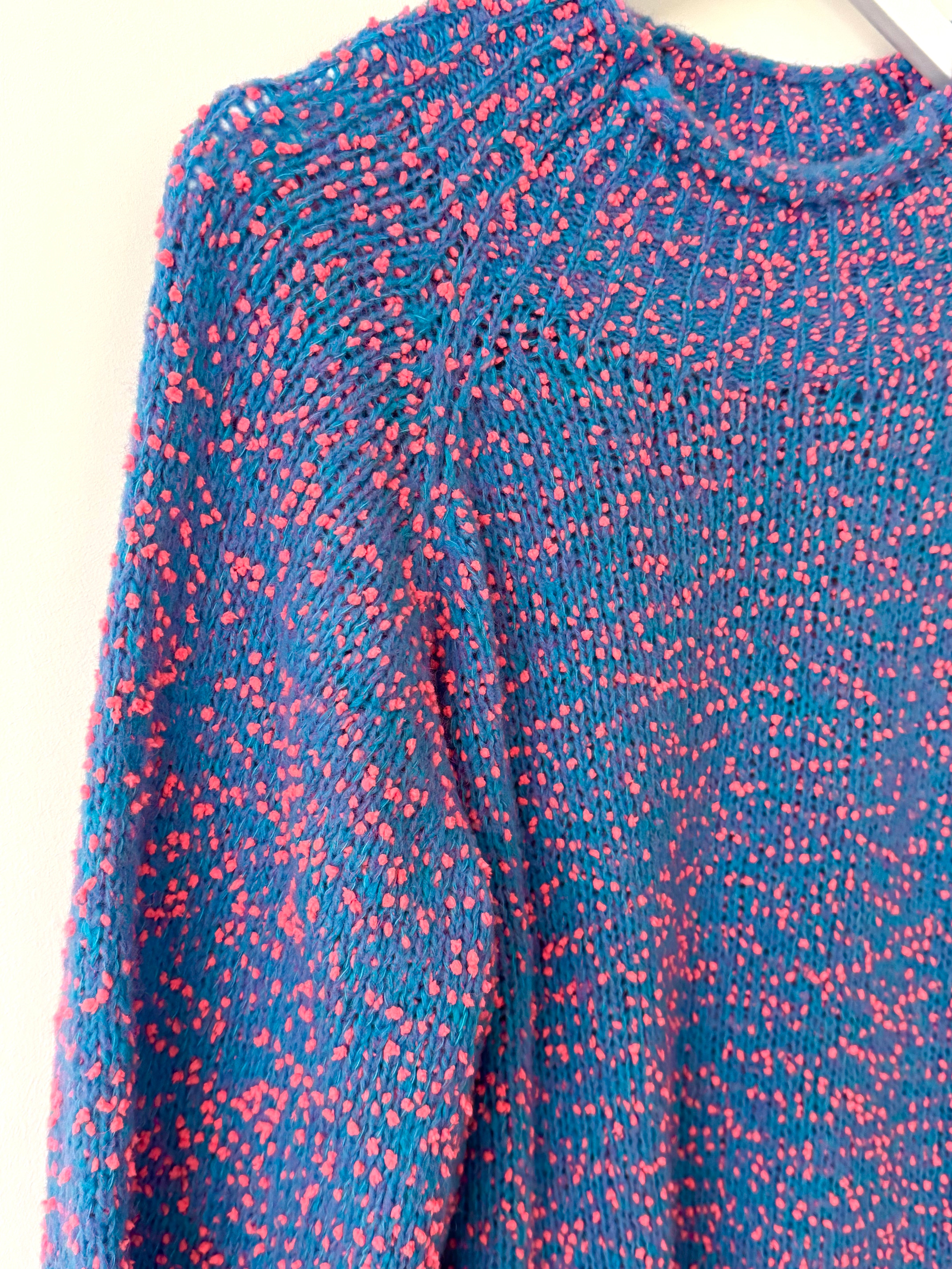 Popcorn Boucle Jumper in Blue & Pink