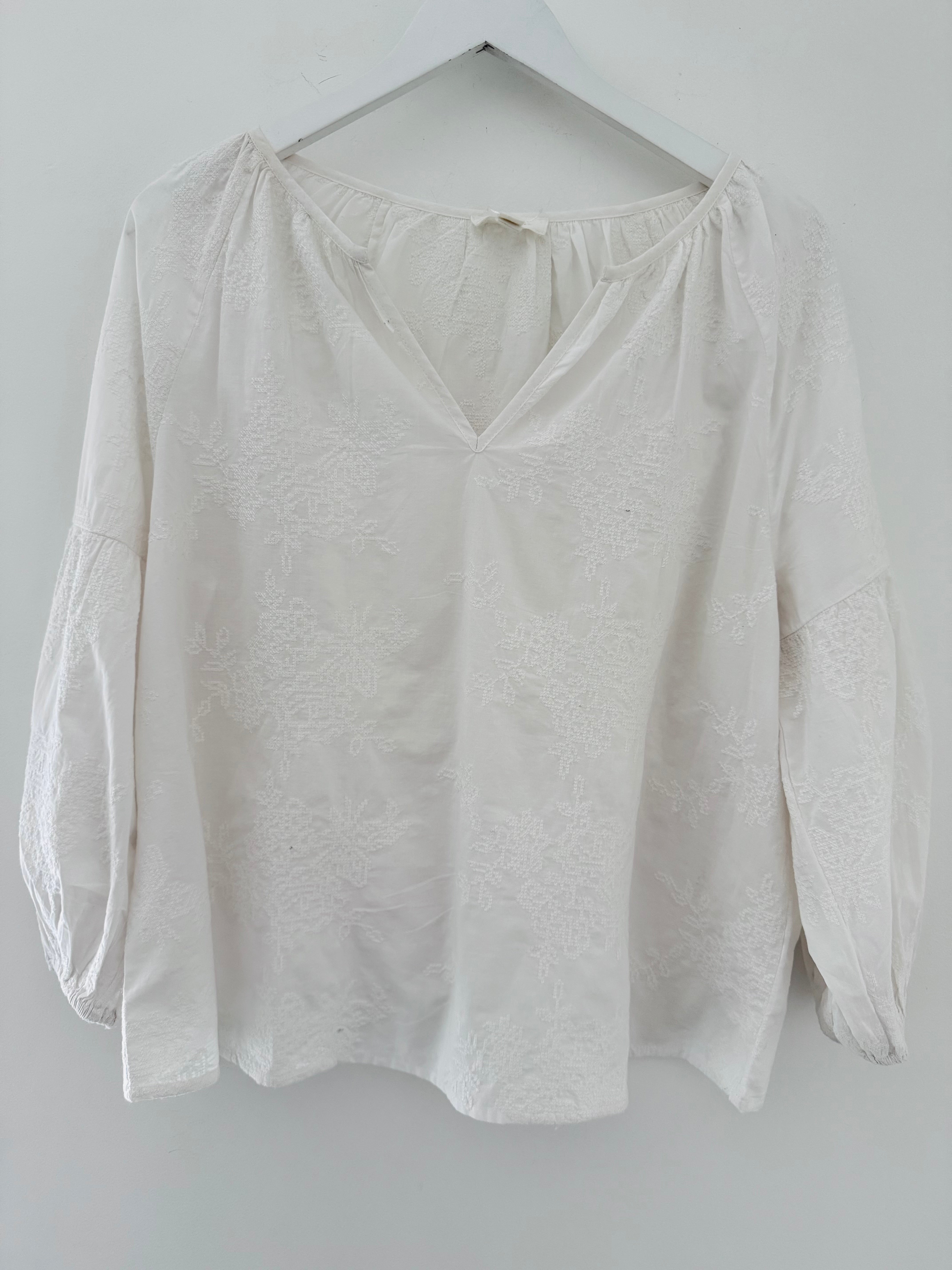Luxe Embroidered Blouse in Ivory