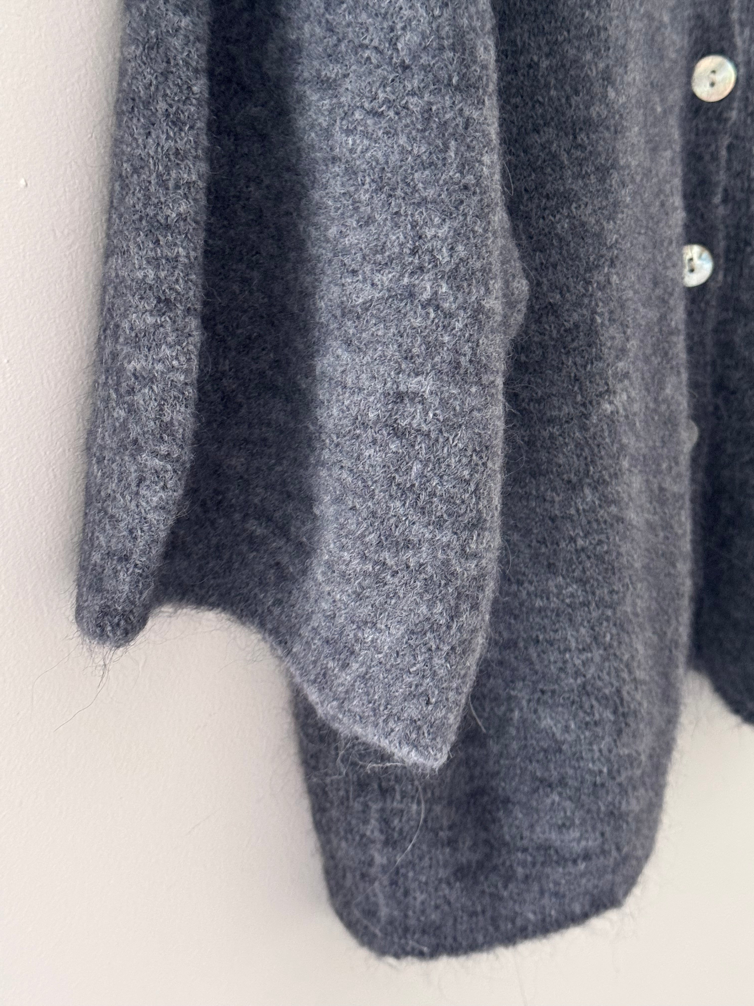 Alpaca Short Sleeve Cardi in Charcoal