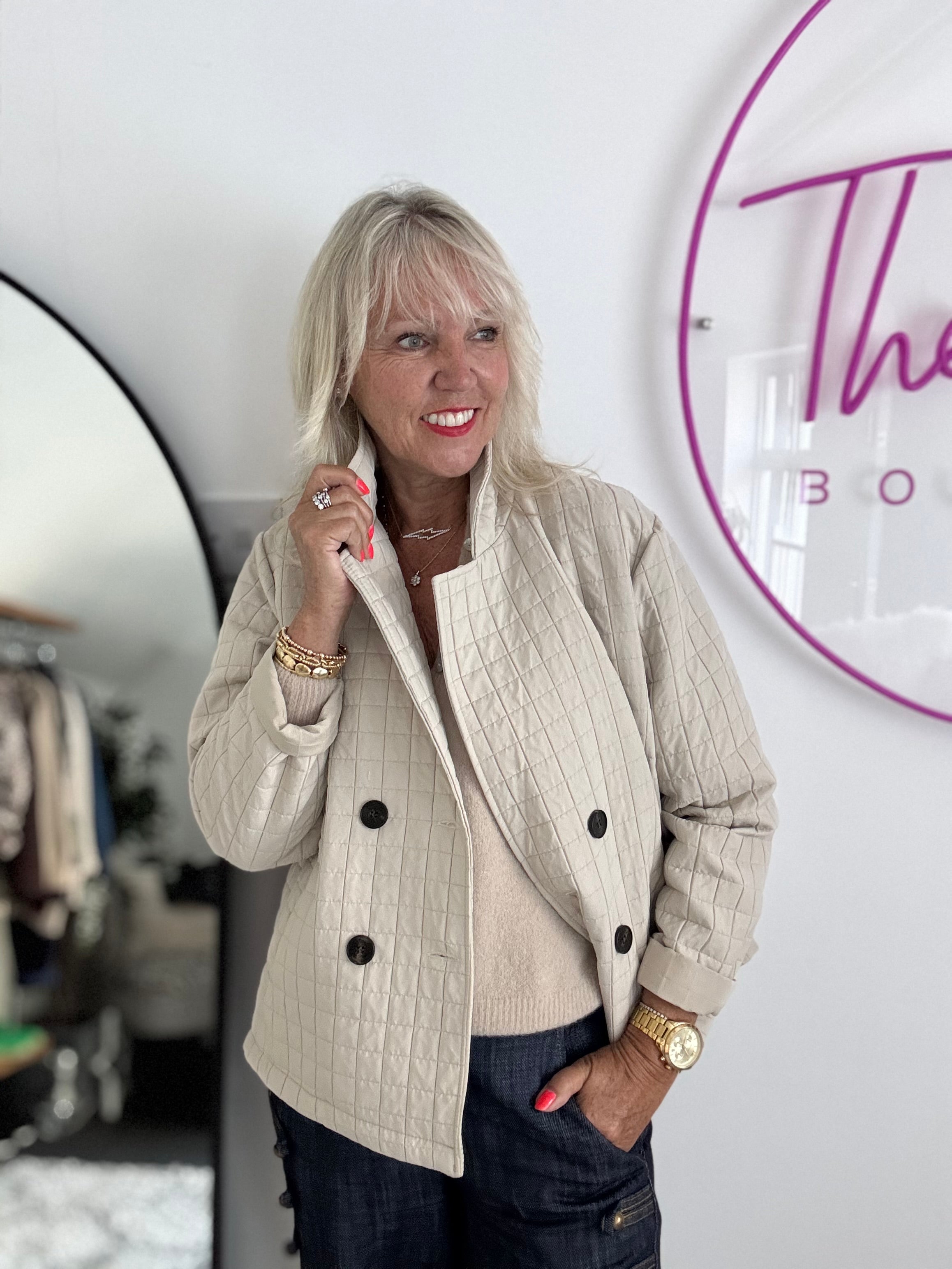 Luxe Quilted Jacket in Ecru