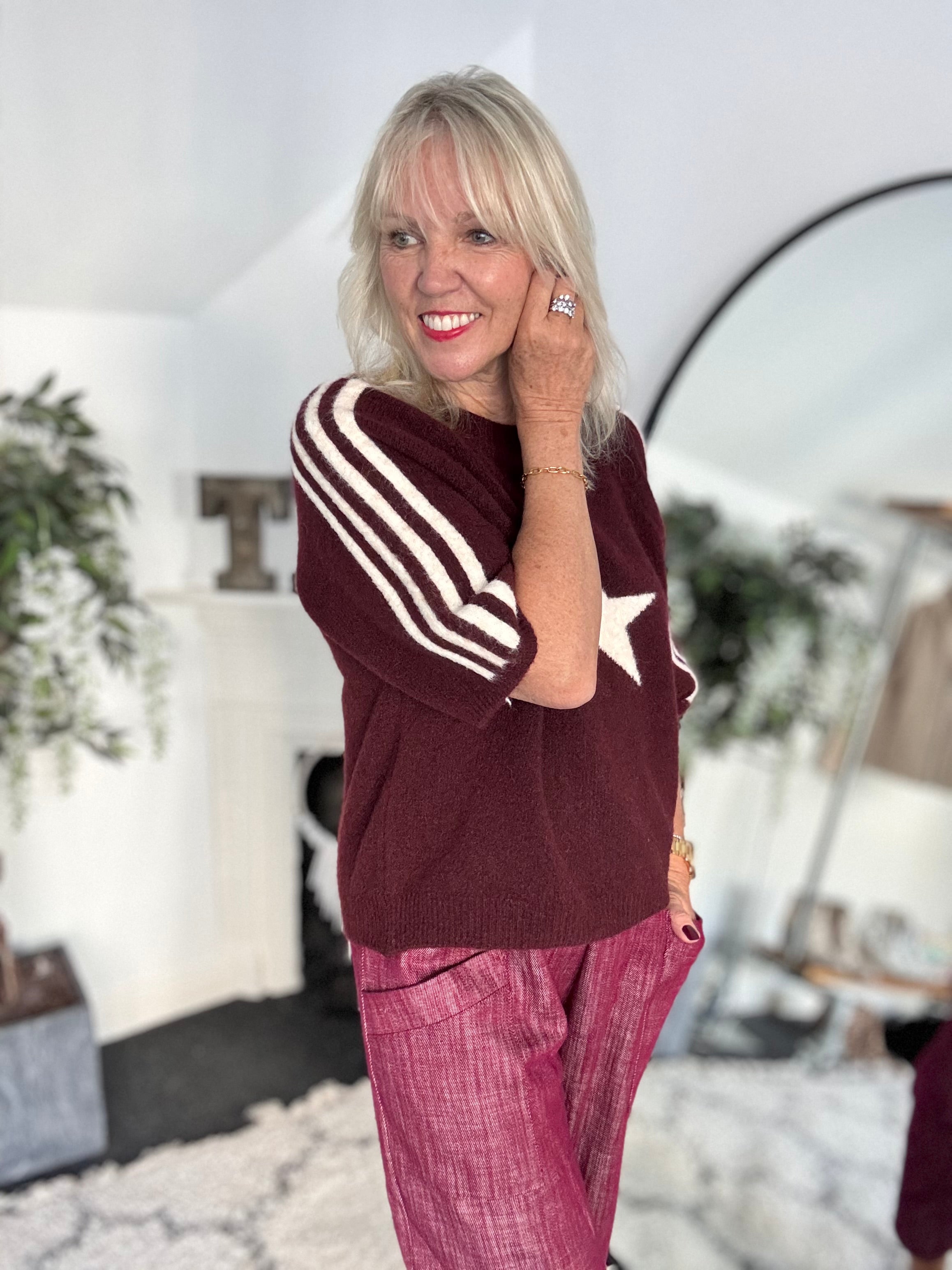 Star & Stripes Jumper in Plum