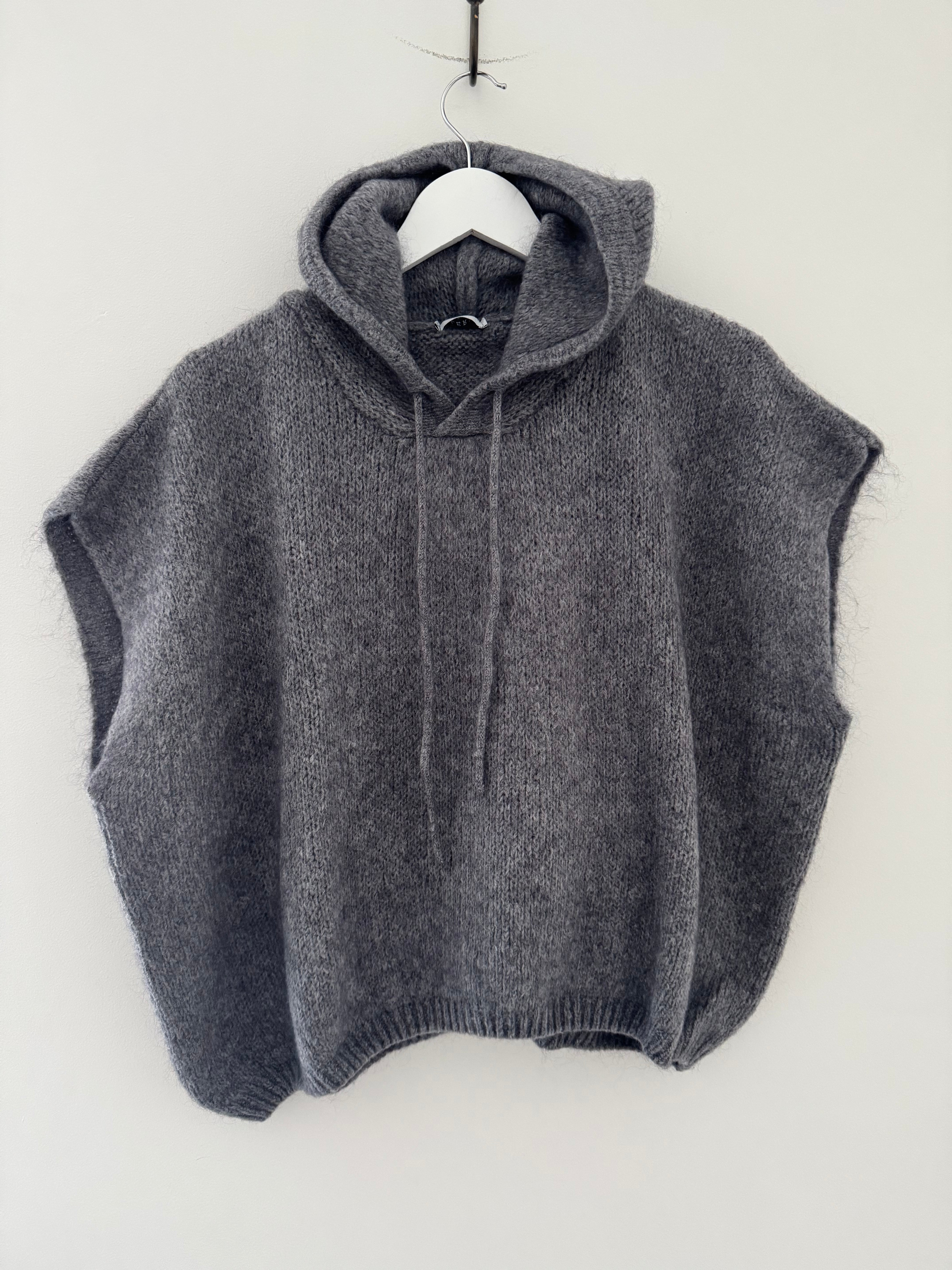 Mohair Hooded Tank in Charcoal