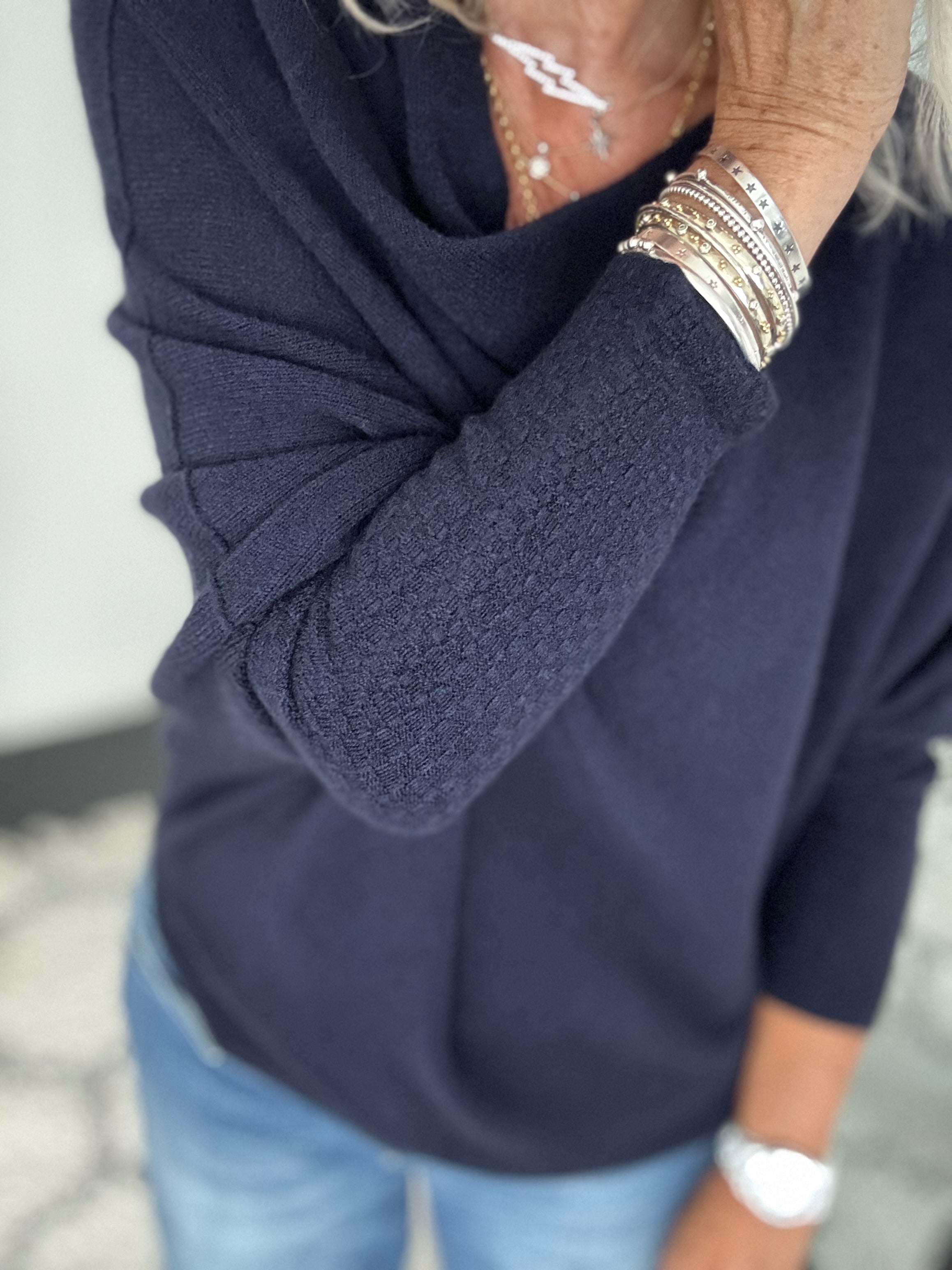 Cowl Neck Asymmetric Jumper in Ink
