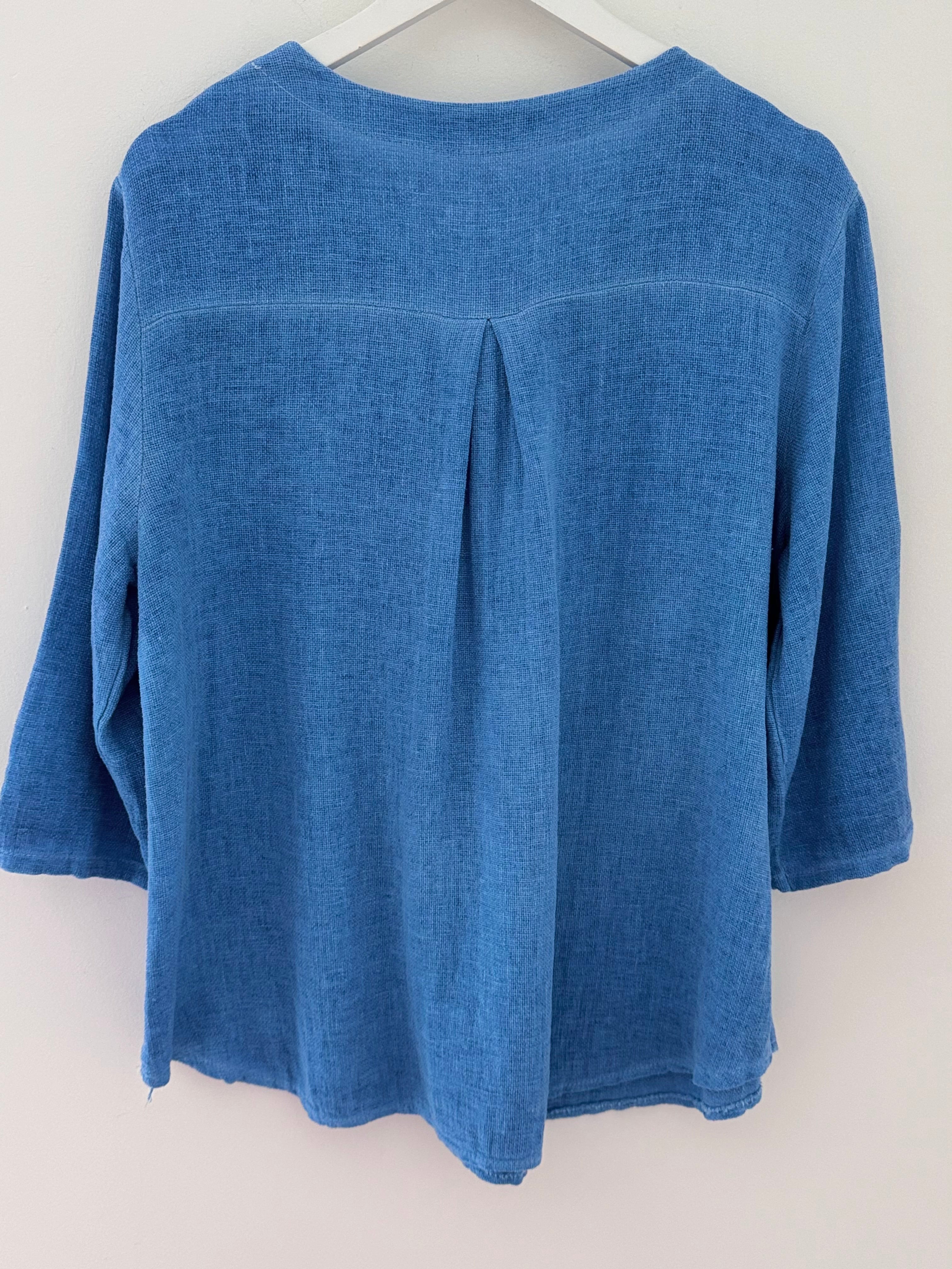 Linen & Cotton Shirt in Sky Blue