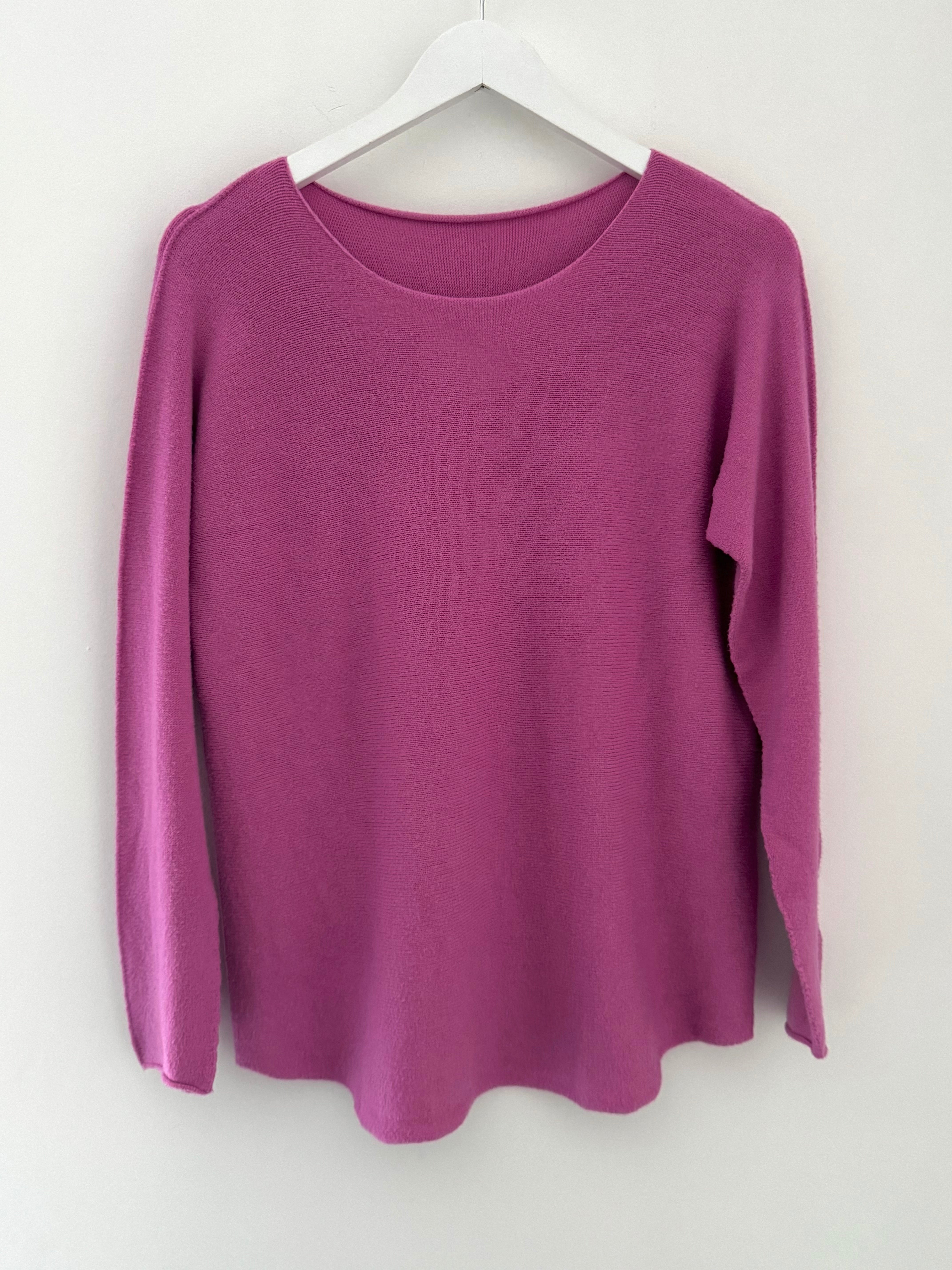 Simple Round Neck Jumper in Lilac Pink