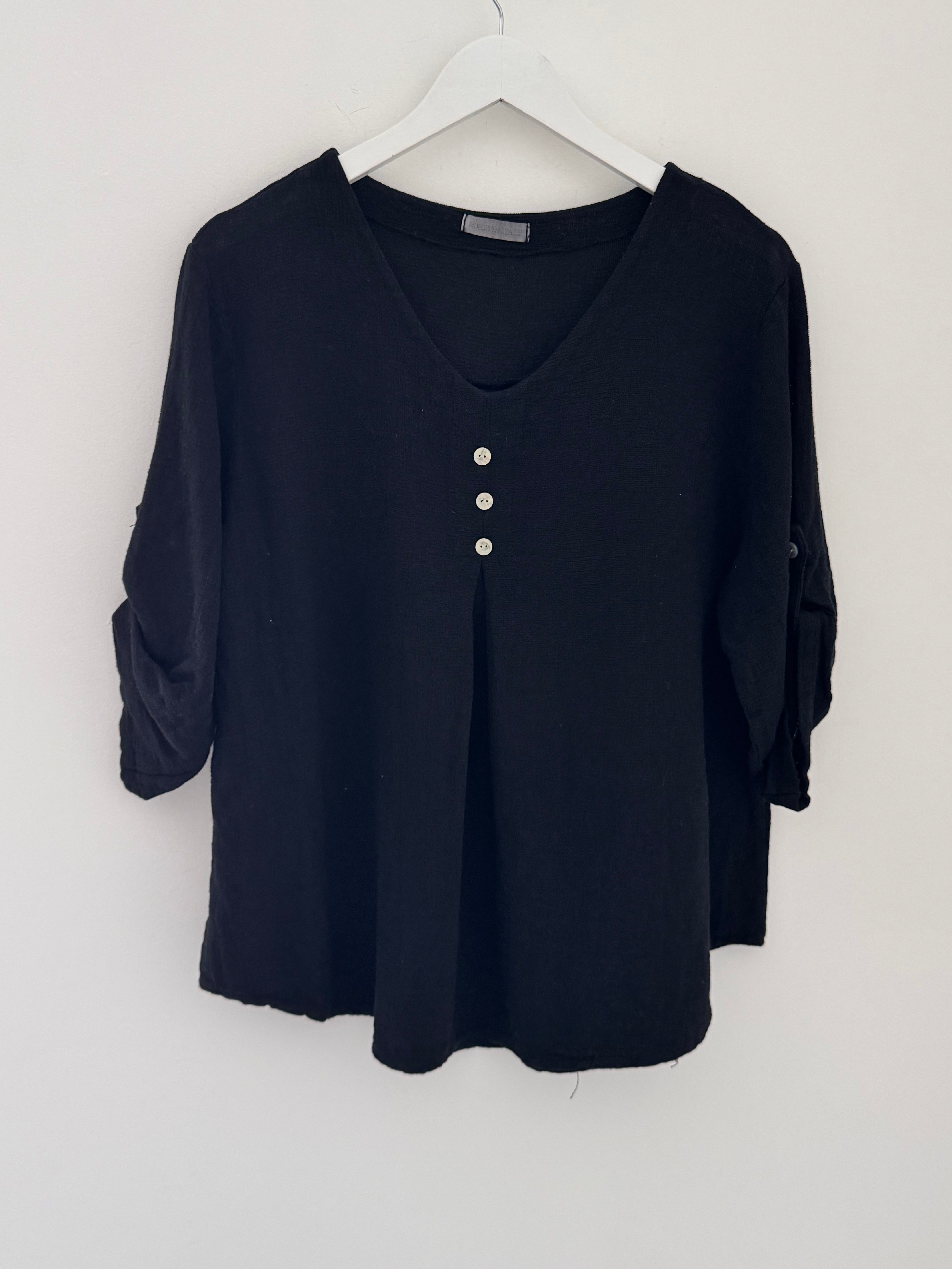 Linen & Cotton Shirt in Black