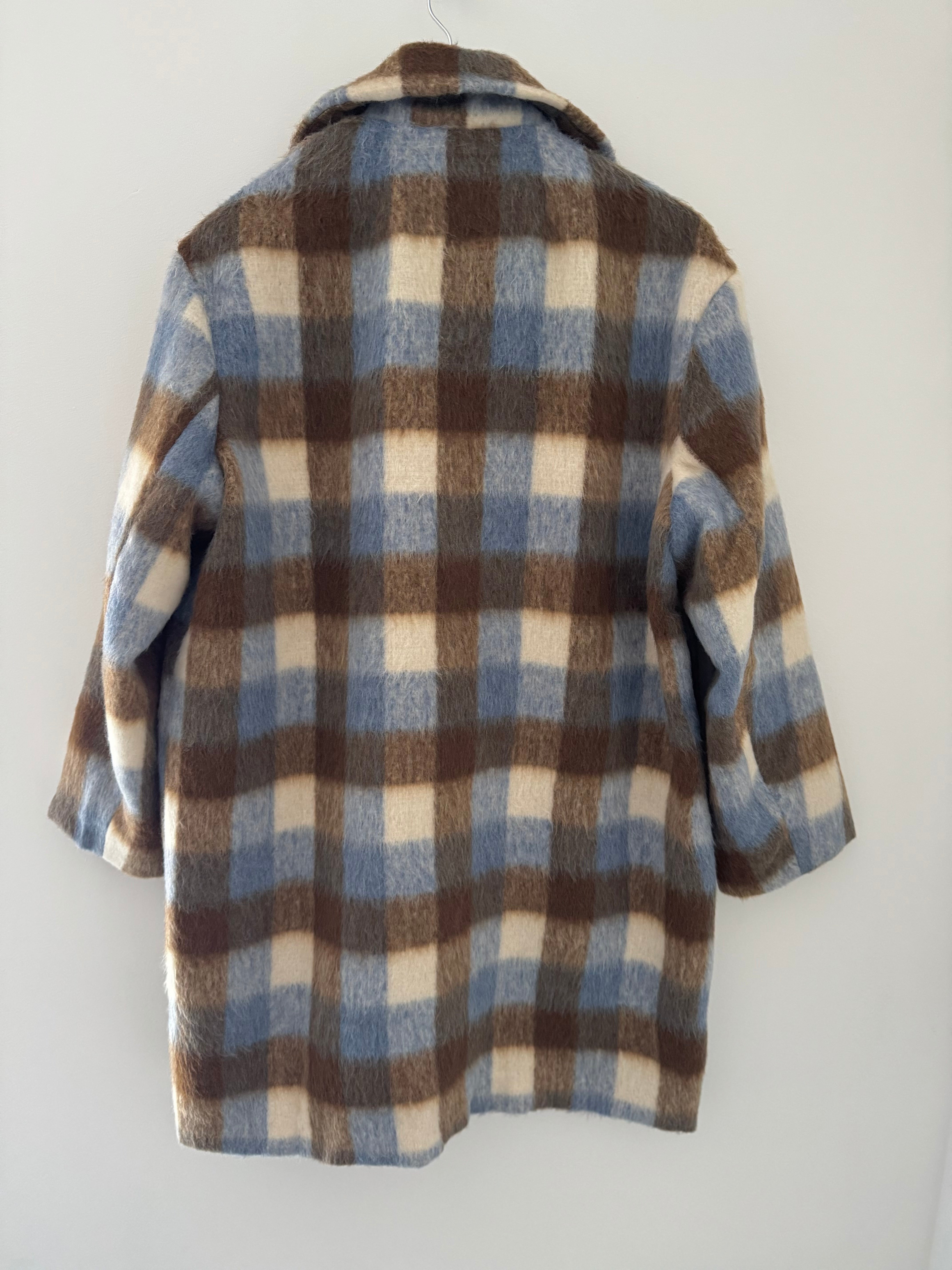 Check Mohair Coat in Blue & Chocolate