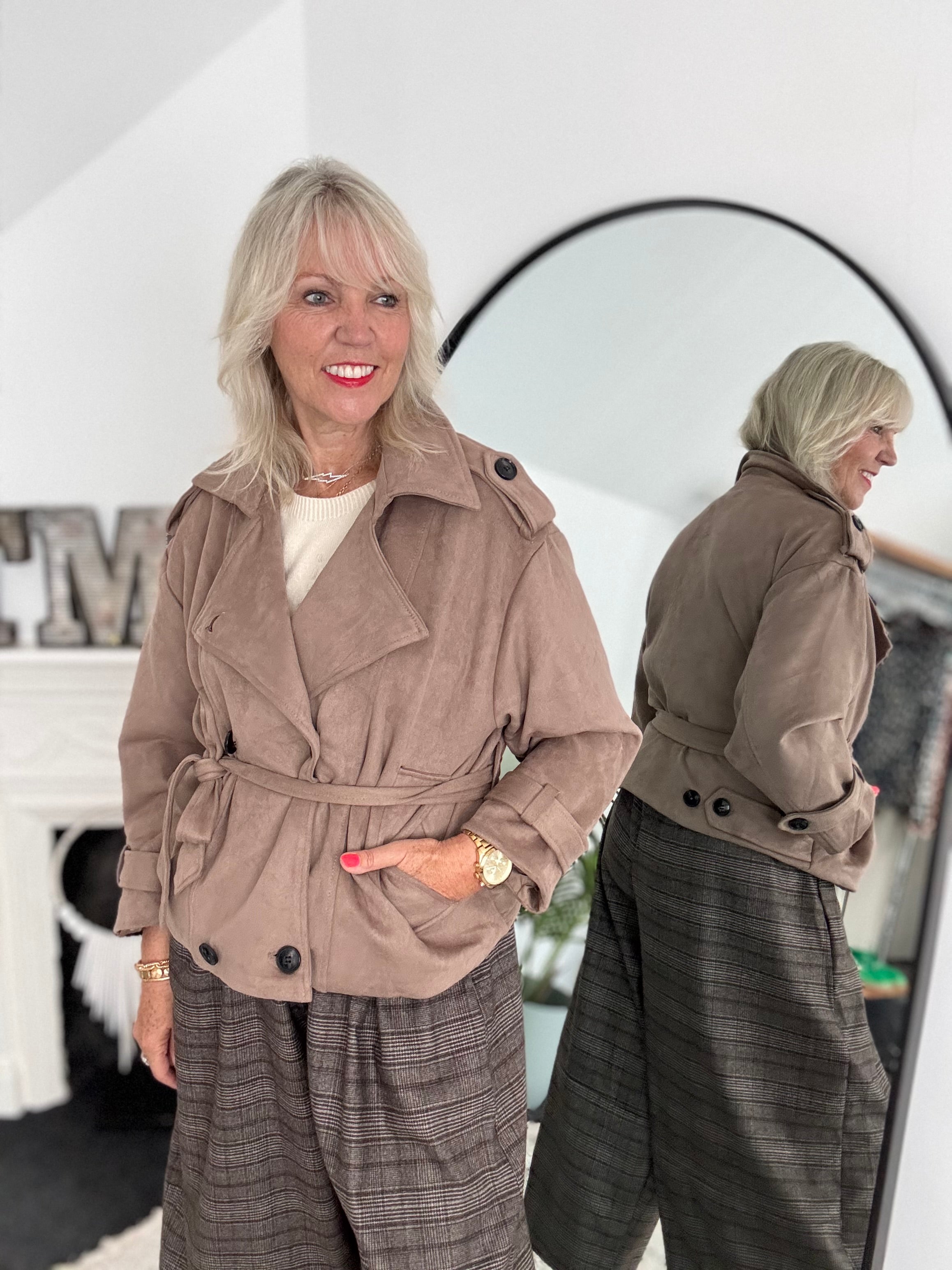 Luxe Suede Jacket in Soft Mole
