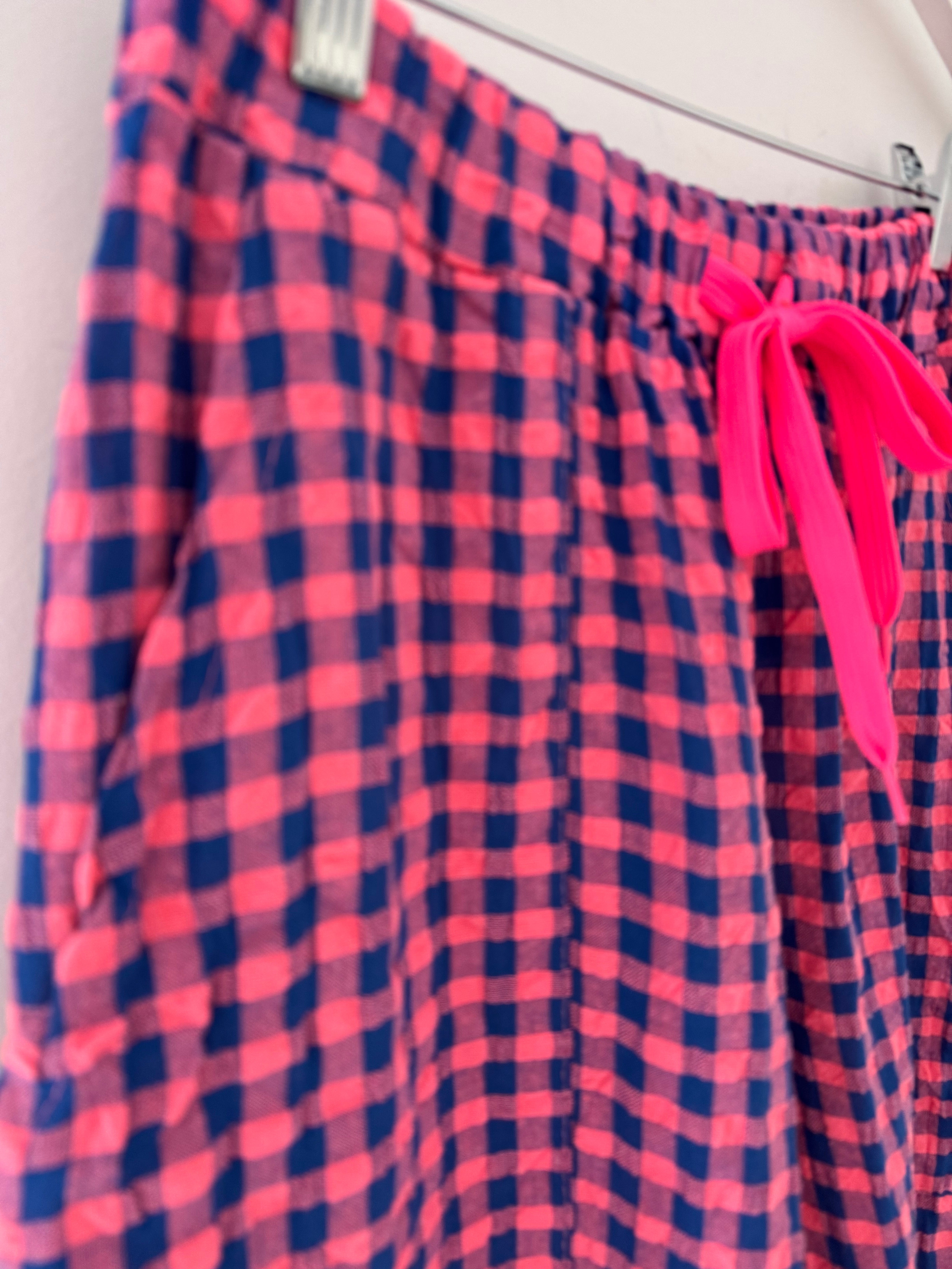 Barrel Check Trousers in Pink & Blue