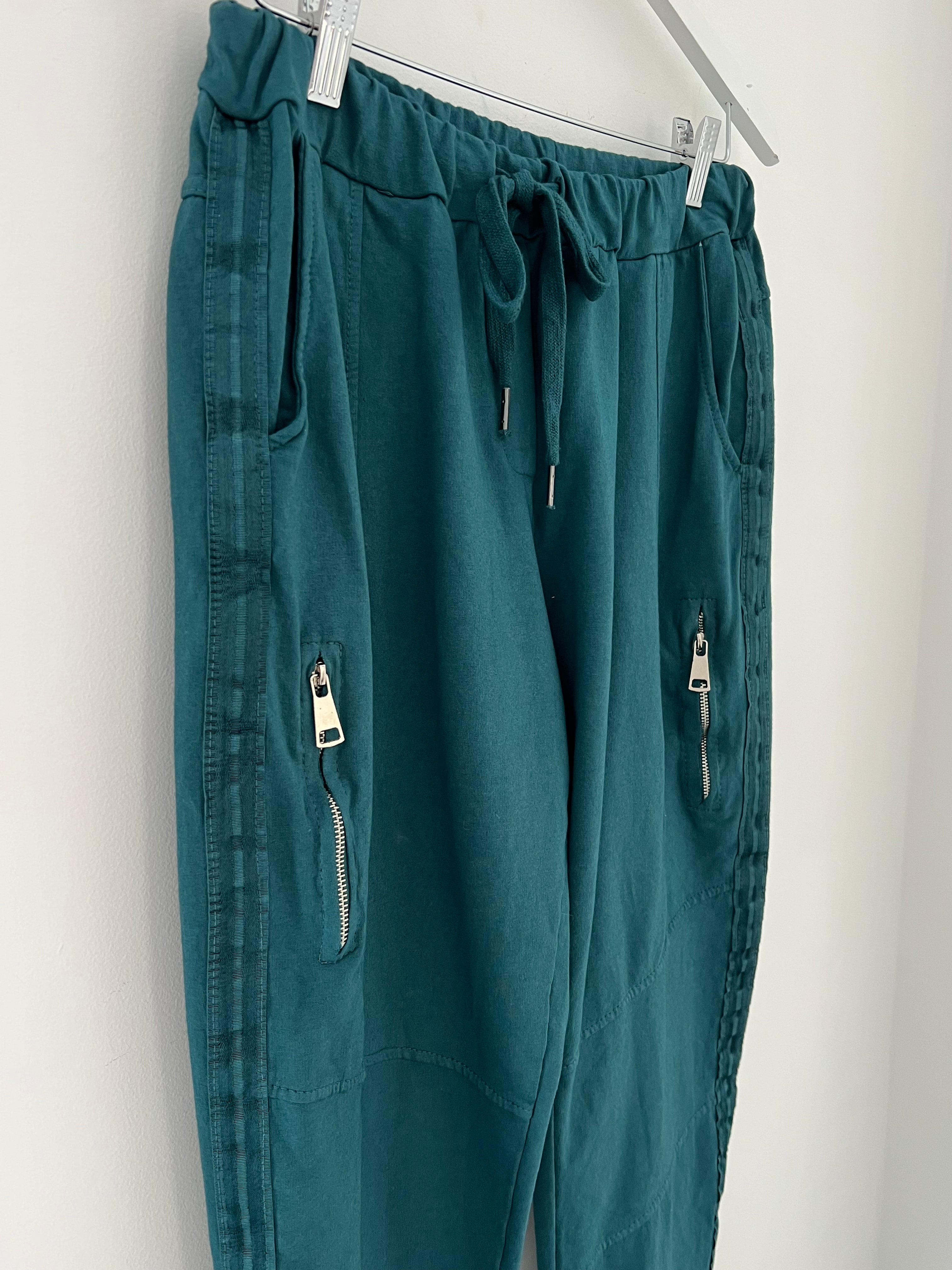 Jersey Stretch Joggers in Teal Green