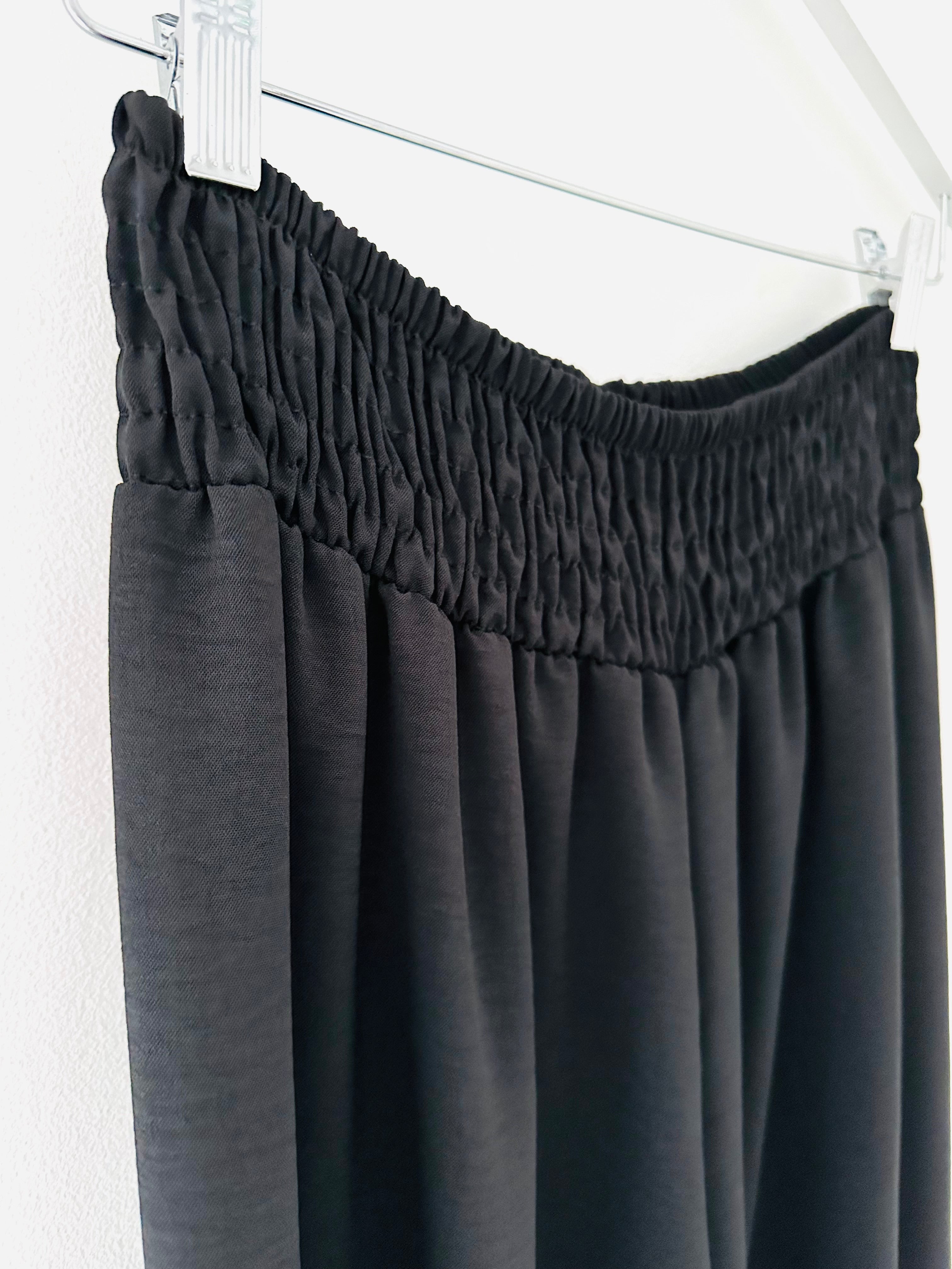 Wide Leg Crepe Trousers in Black