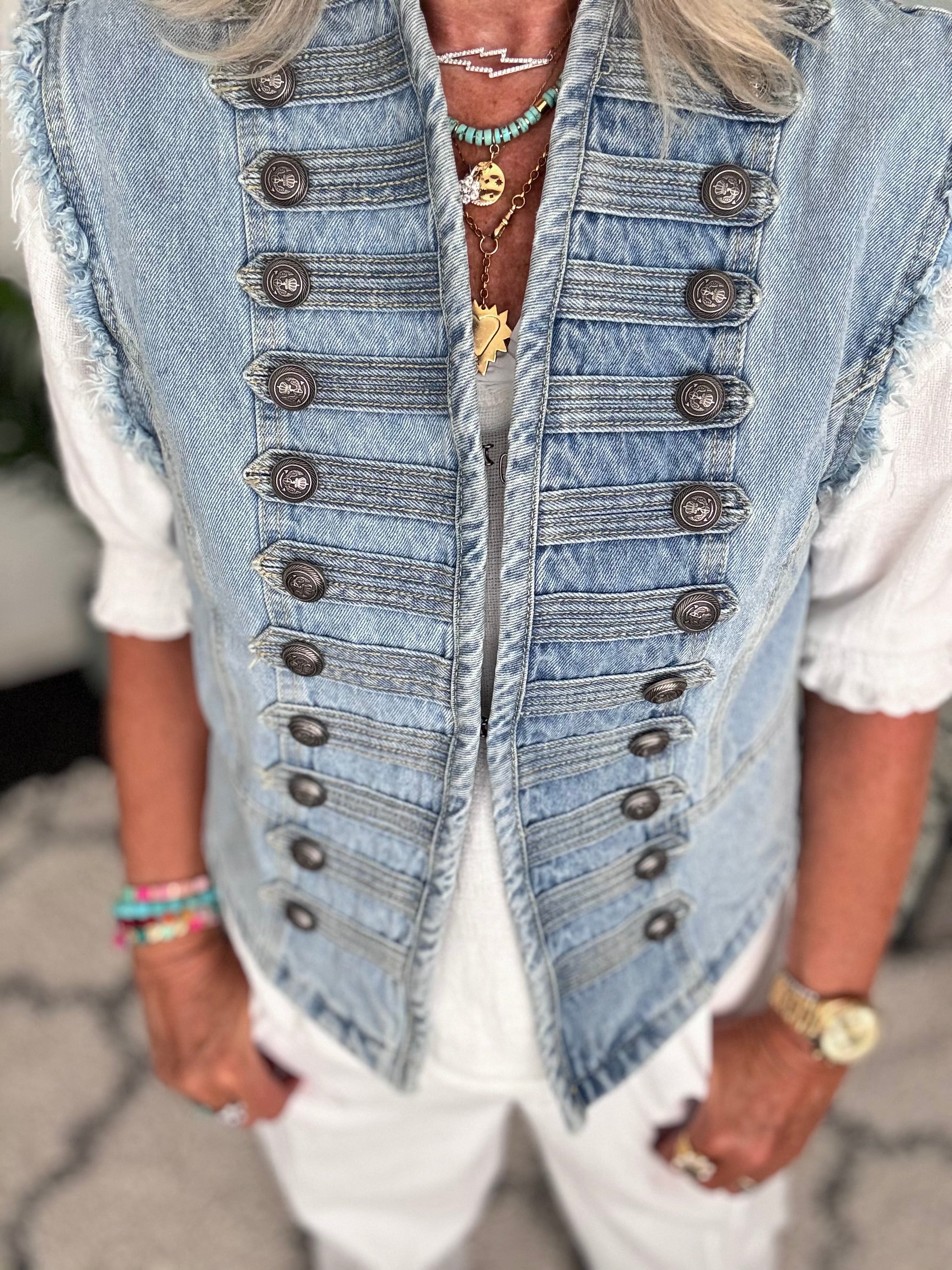 Military Gilet in Denim