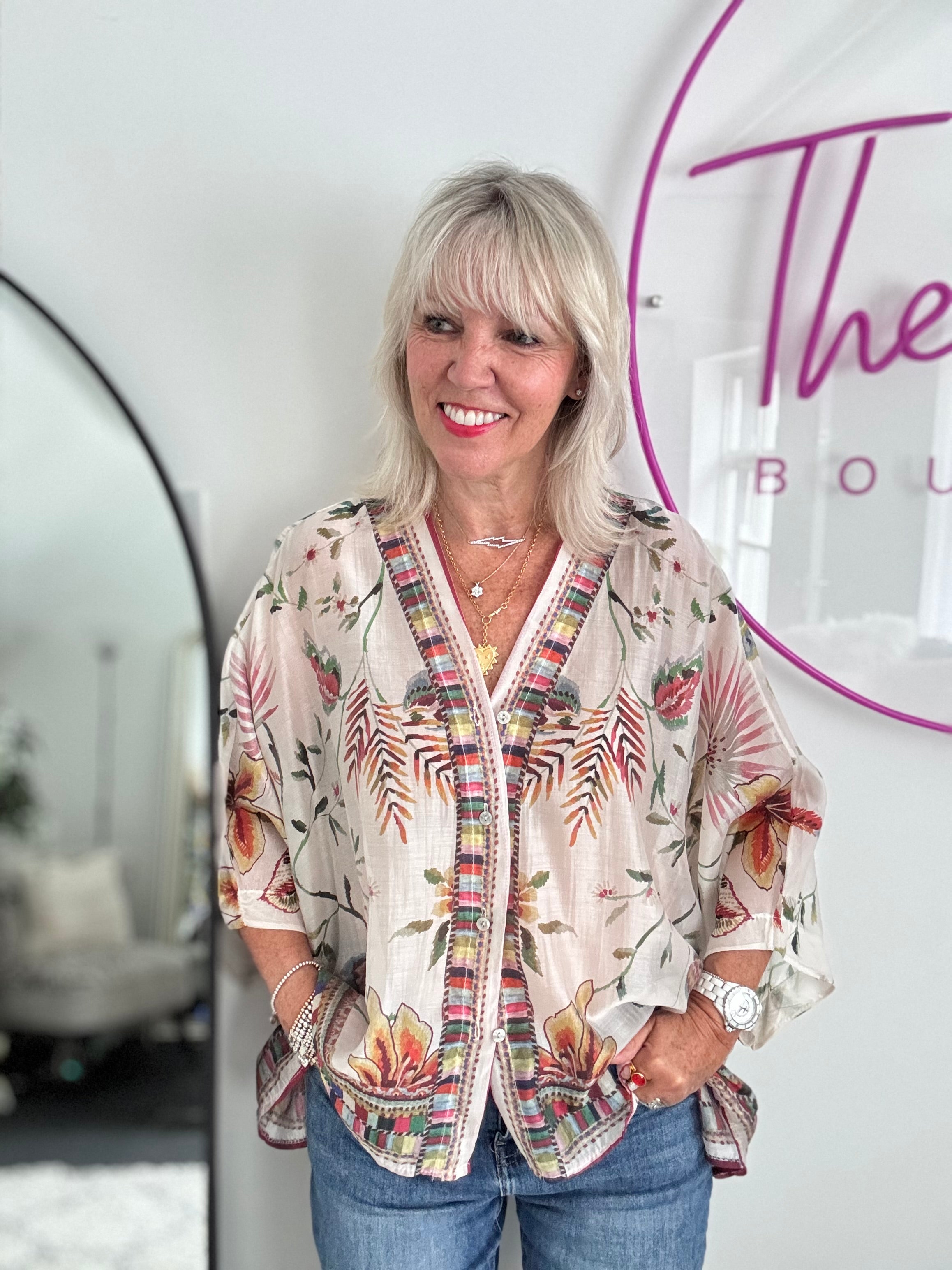 Designer Silky Kimono Blouse