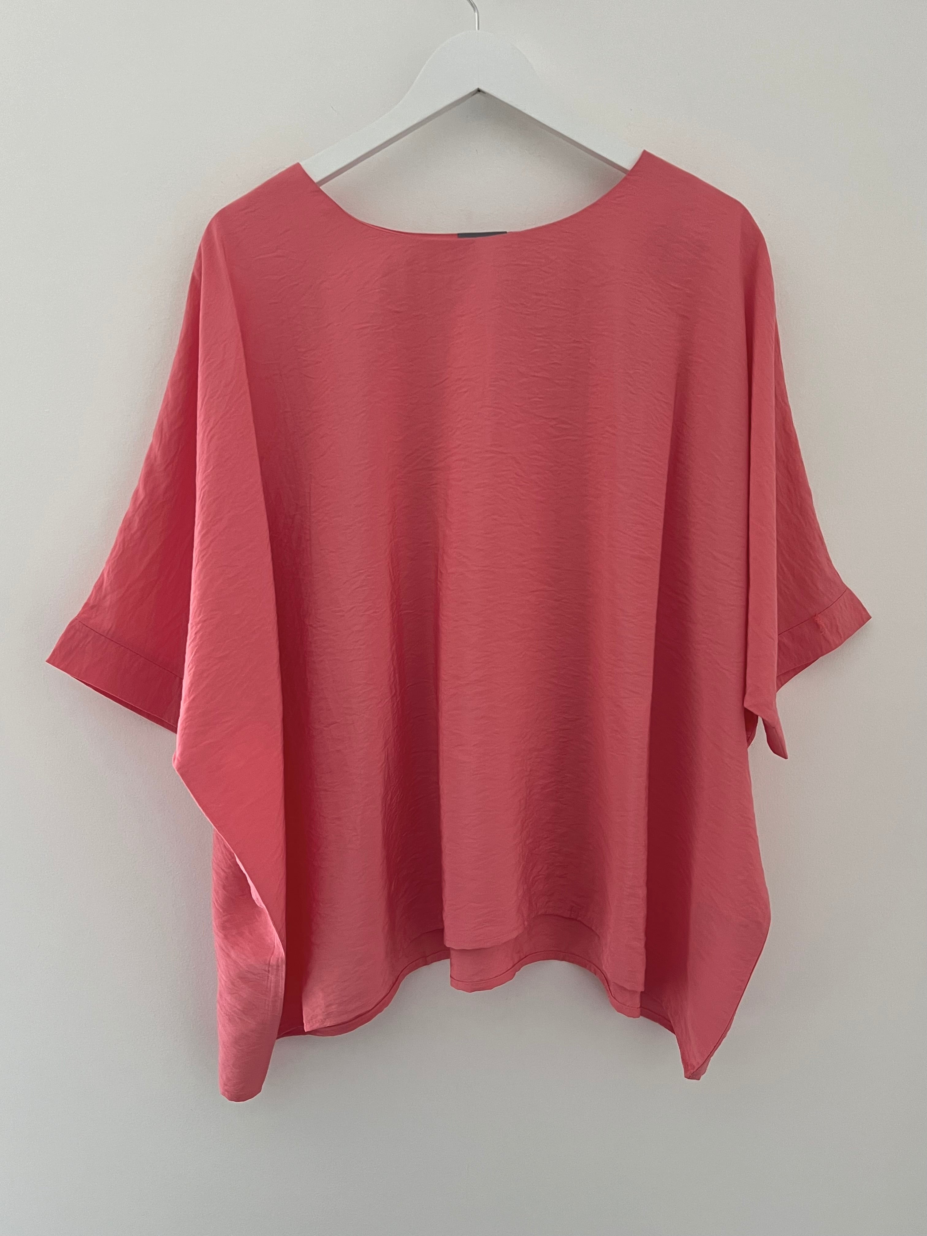 Simple Oversized Round Neck Top in Coral