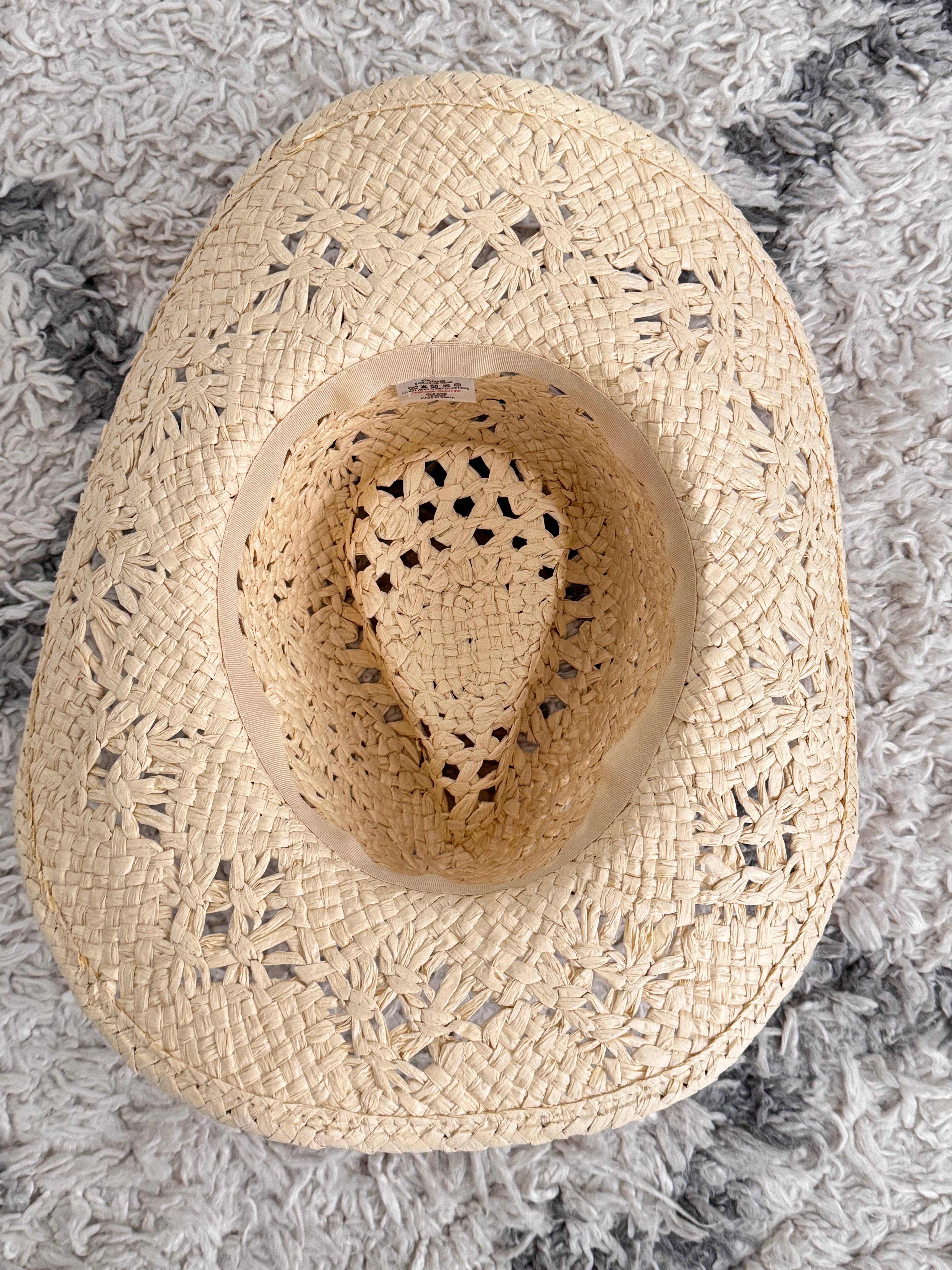 Straw Hat with Wooden Bead Tie