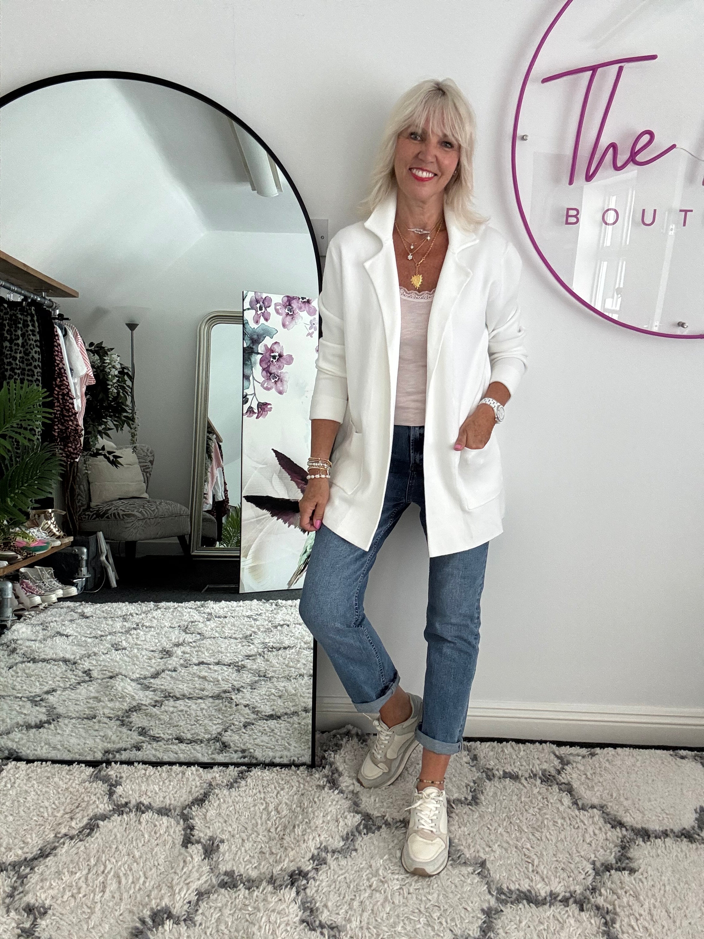 Knitted Cardi Jacket in Ivory