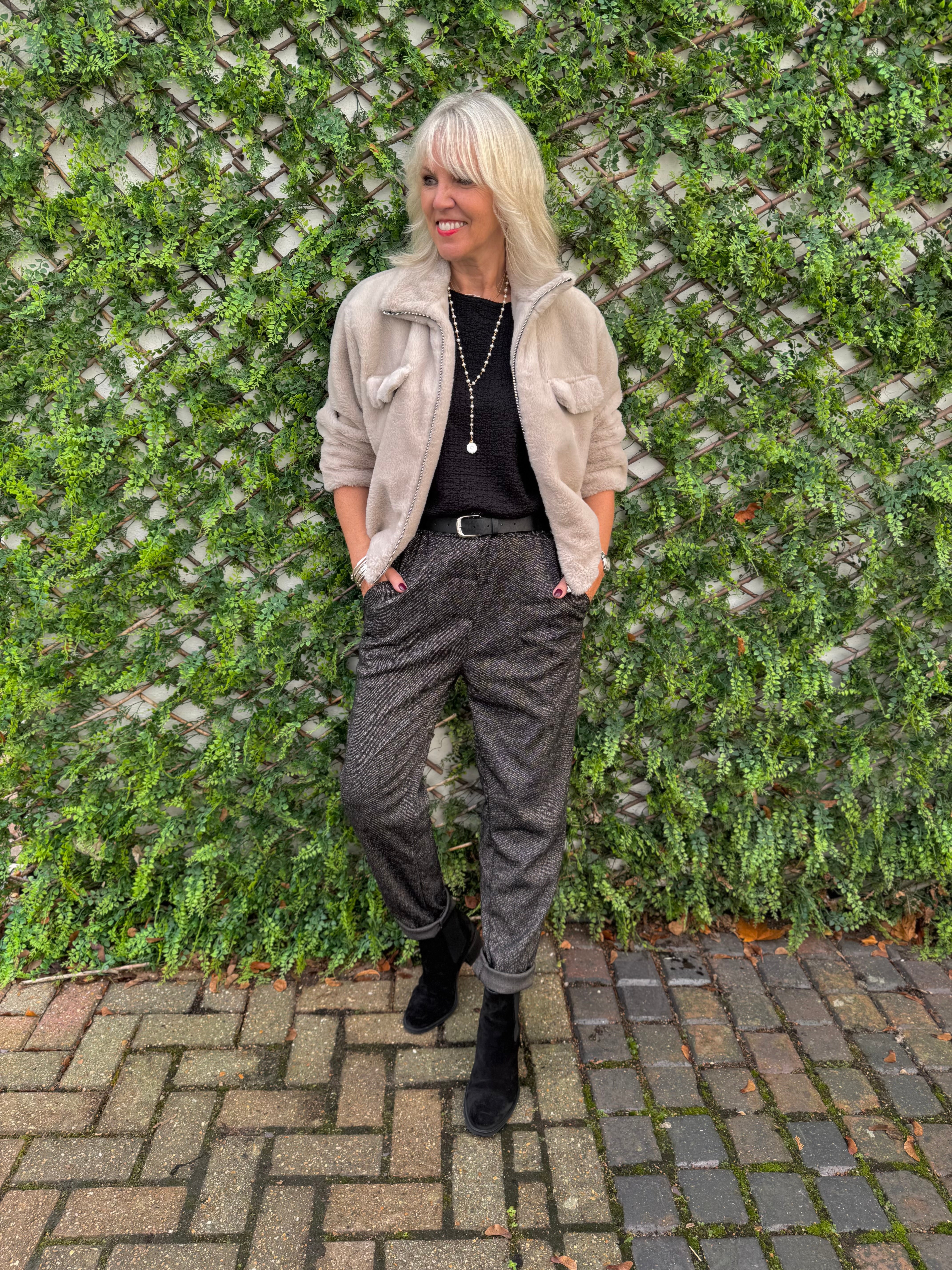 Stretch Herringbone Trousers in Cocoa