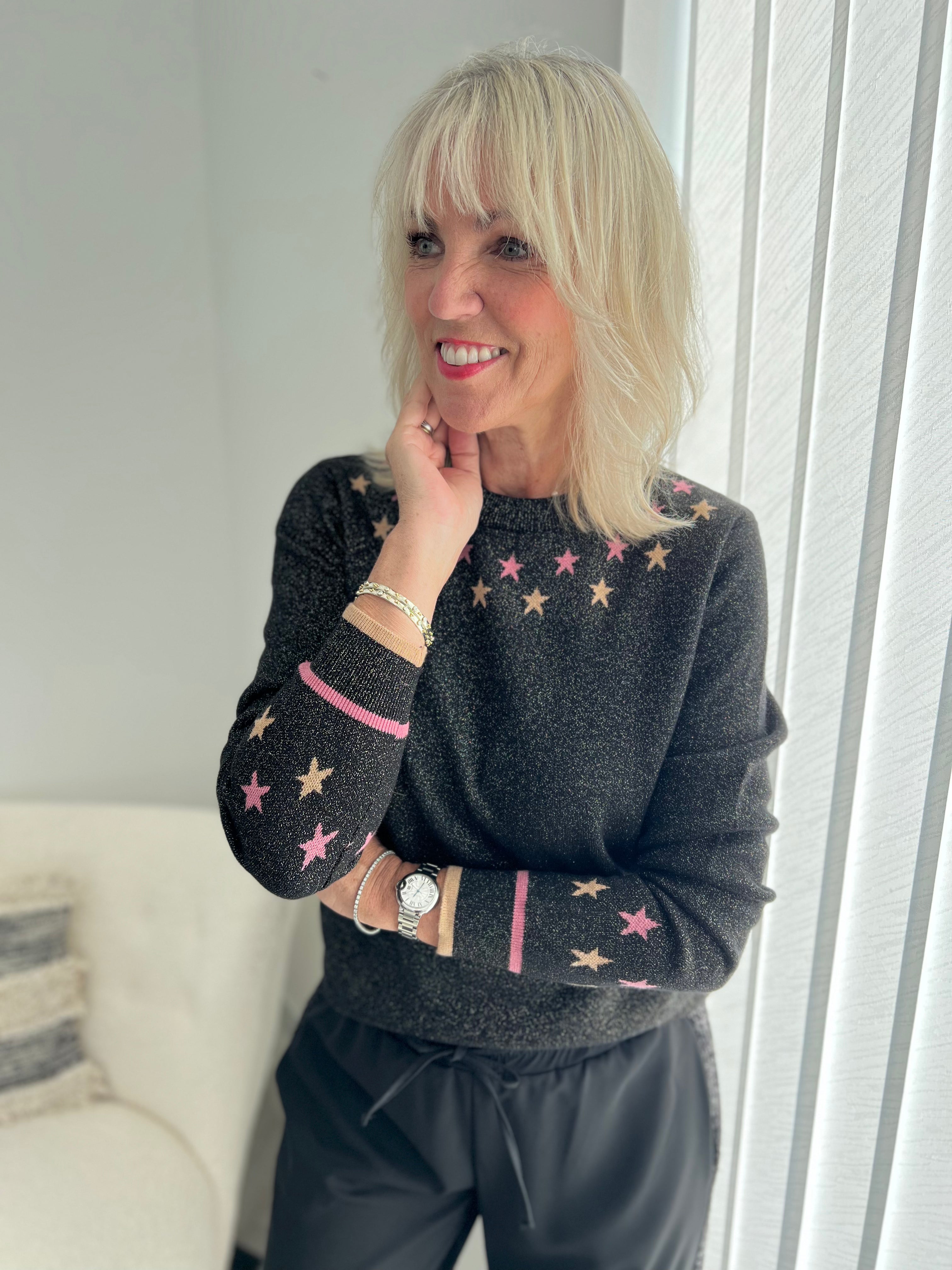 Sparkle Jumper with Stars in Black