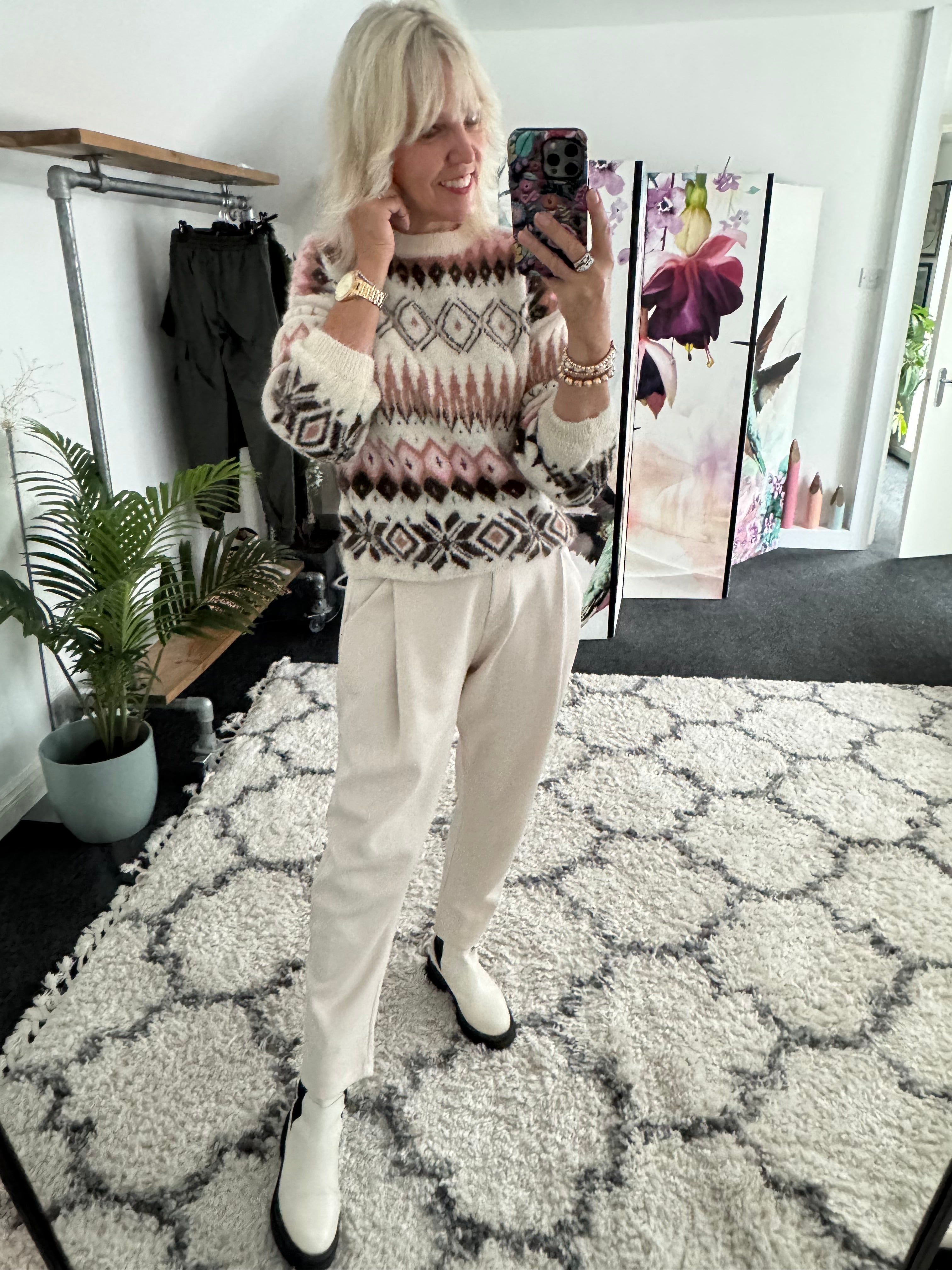 Softie Pattern Jumper in Pink & Mocha