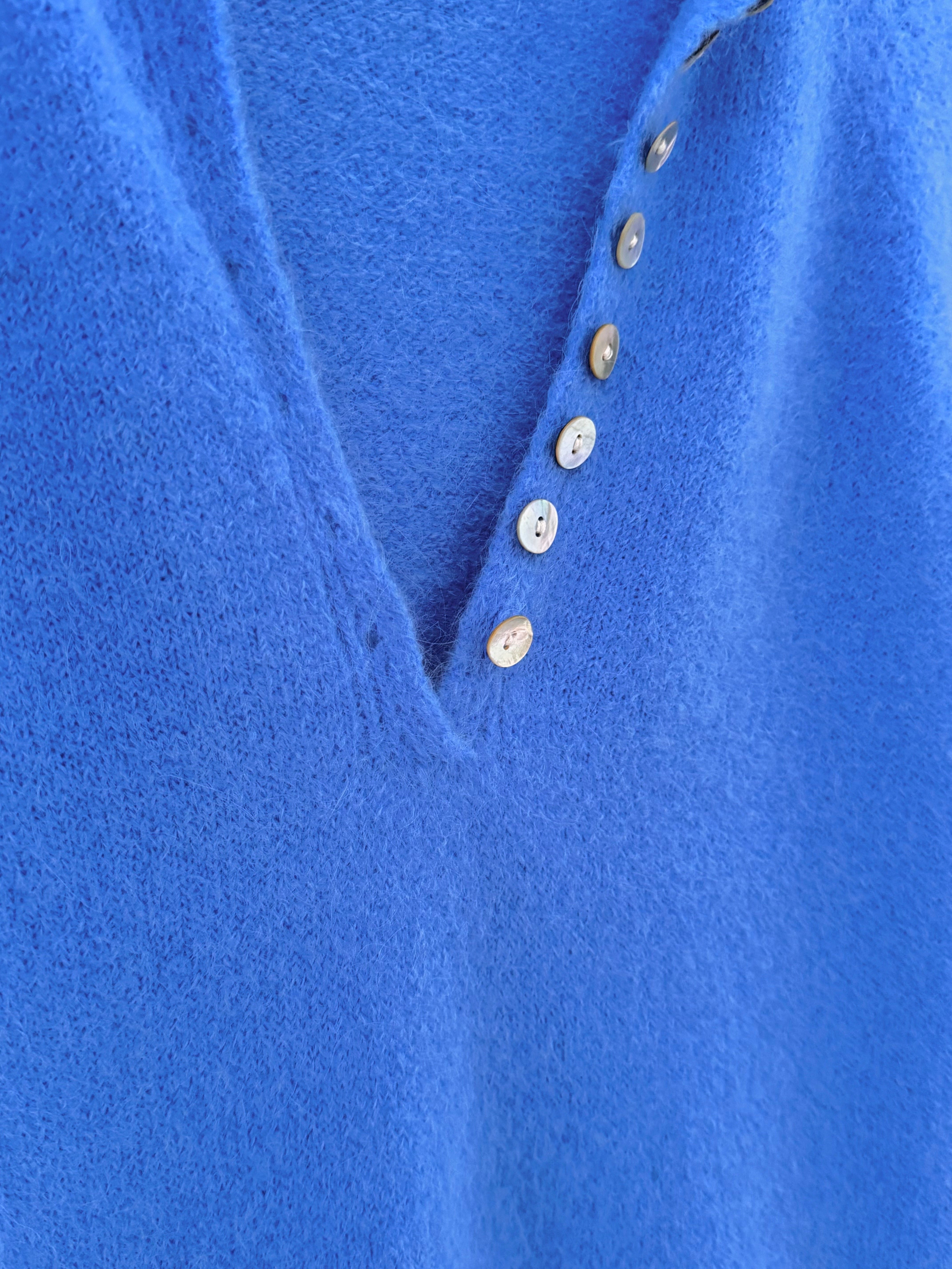 Softie Jumper with Button Neck in Cornflower