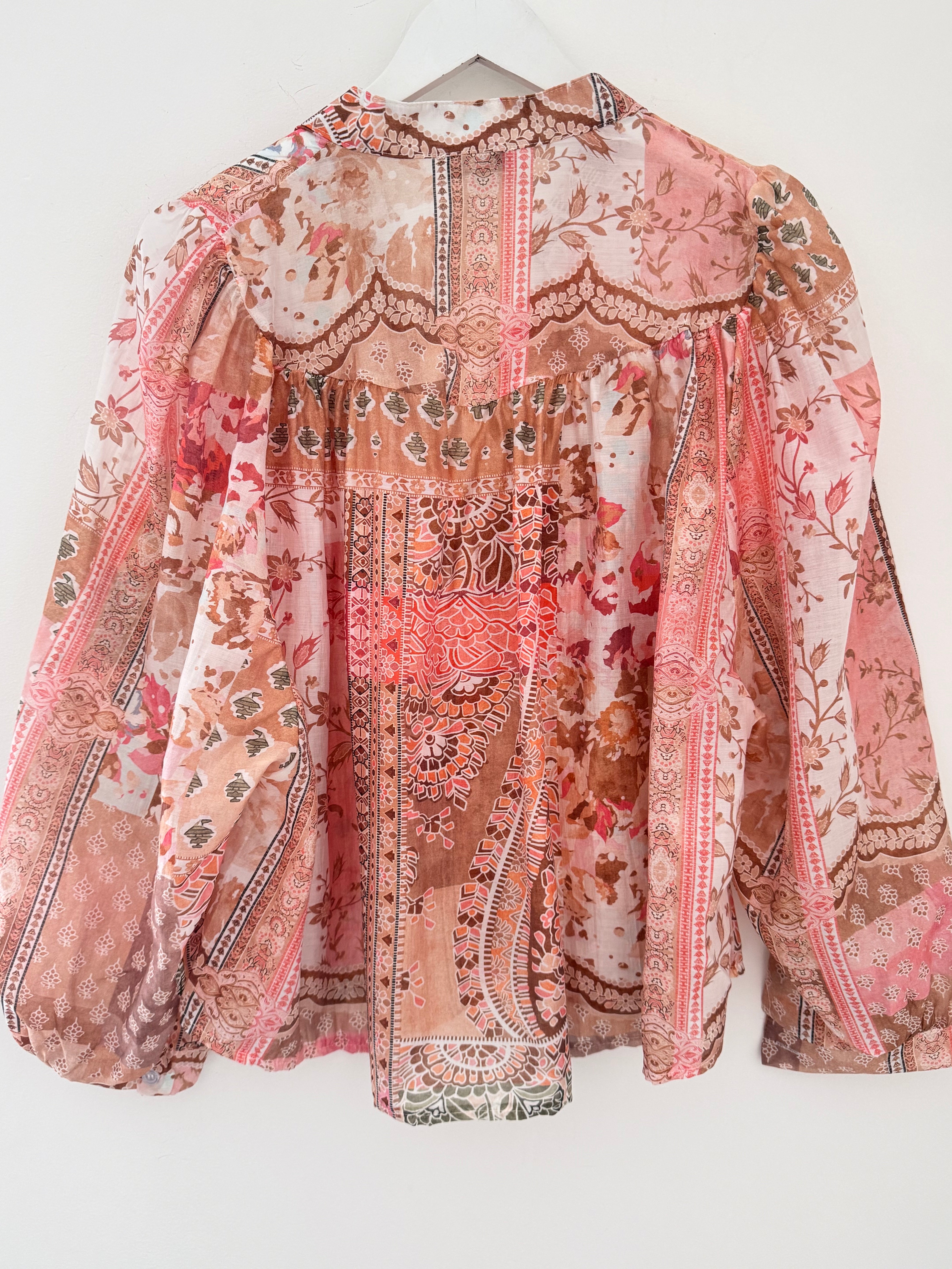 Patchwork Shirt in Coral & Pink