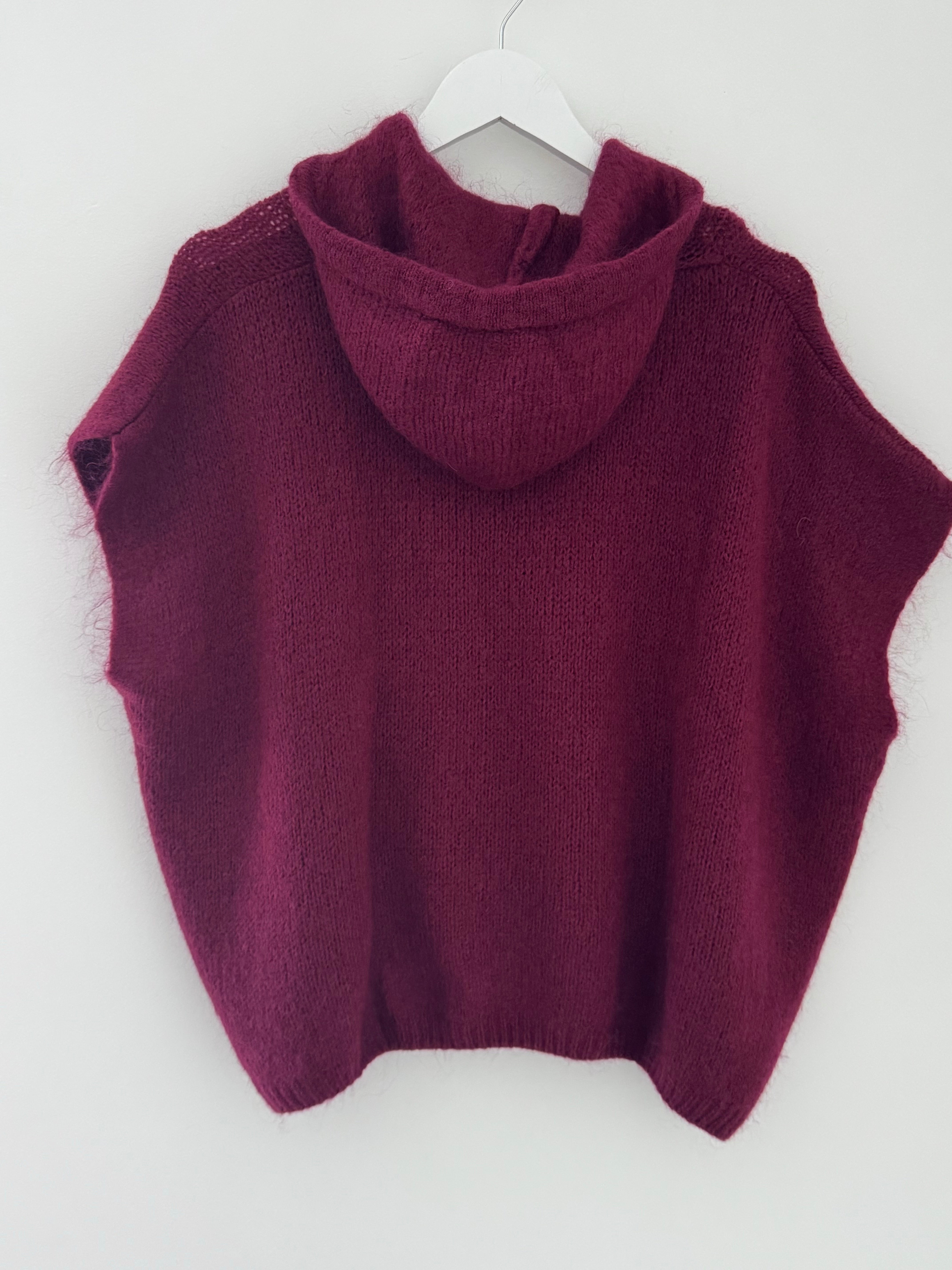 Mohair Hooded Tank in Wine