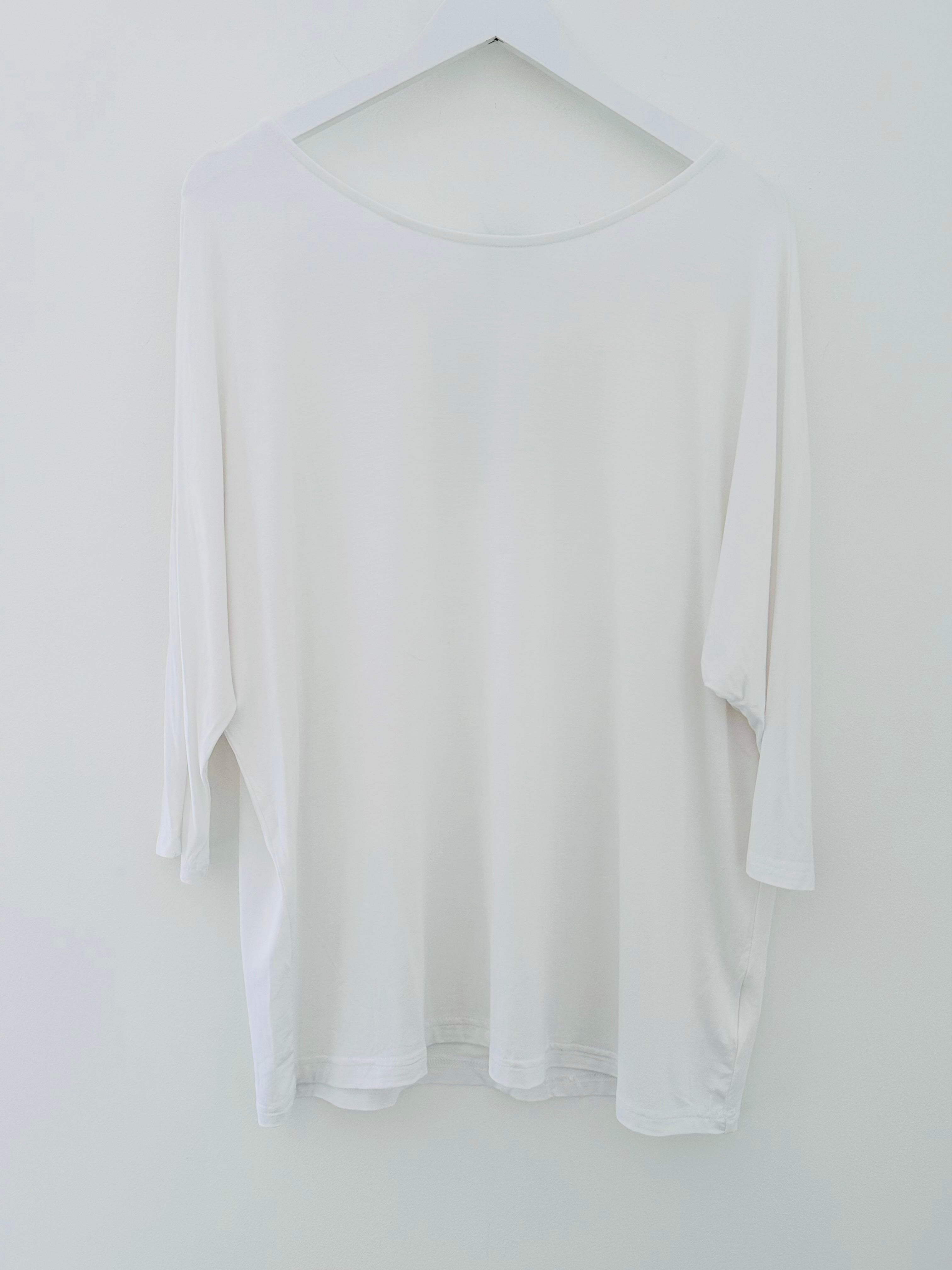 Bamboo Jersey Batwing Top in White