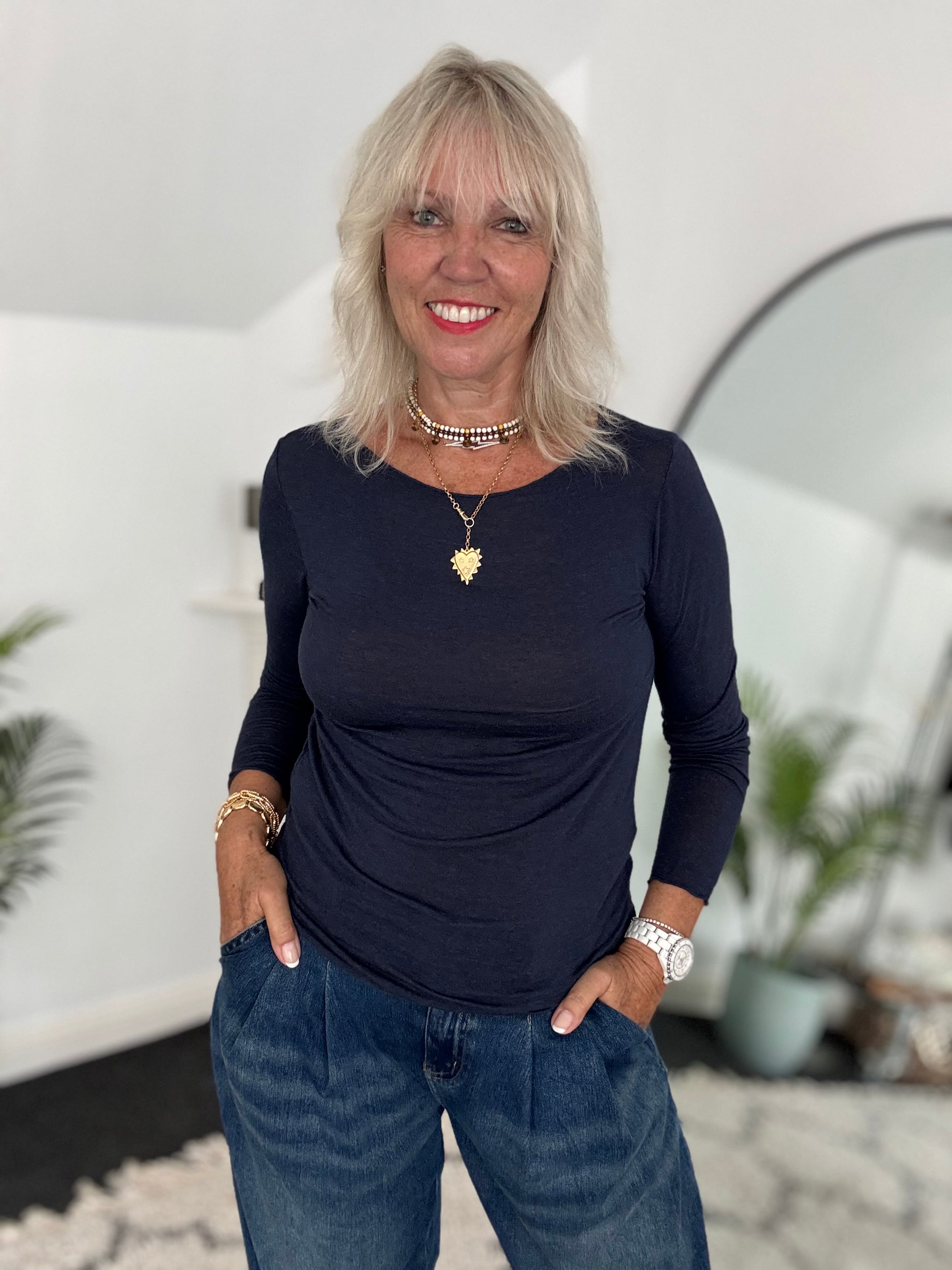 Ultrasoft Cashmere Blend Base Layer in Navy