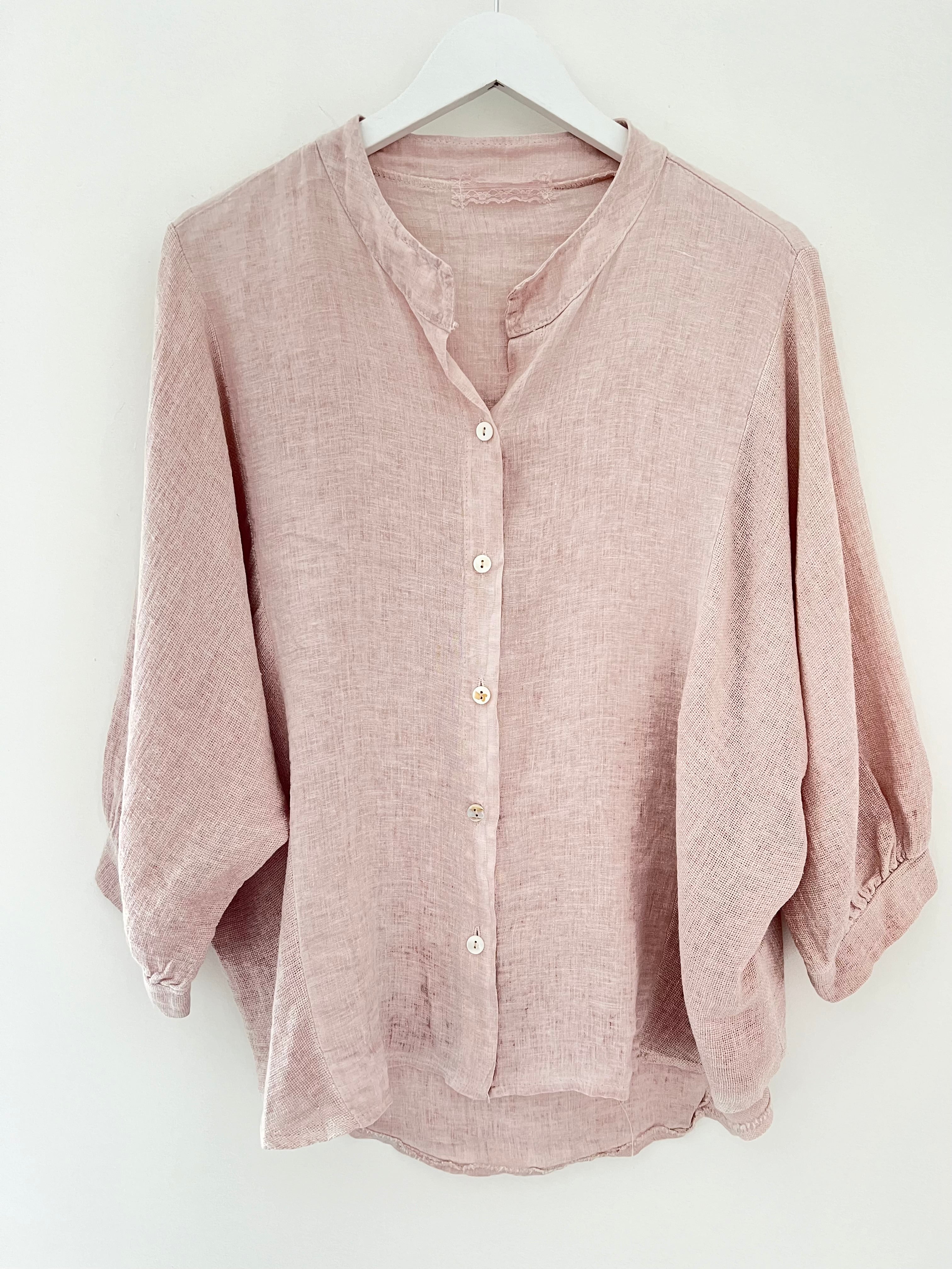 Linen & Cotton Shirt in Soft Pink