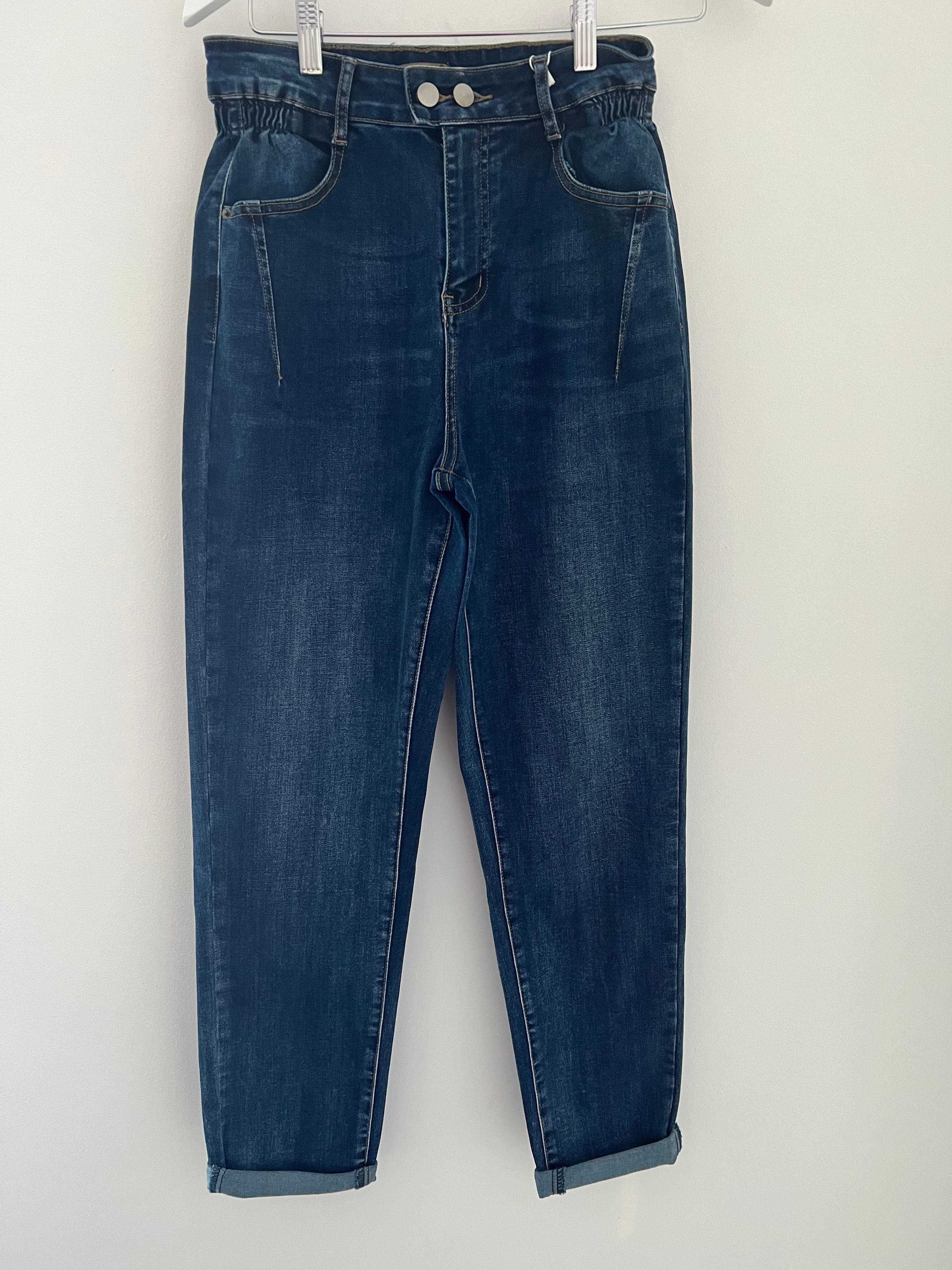 Slimfit Stretch Two Button Jeans in Blue Denim