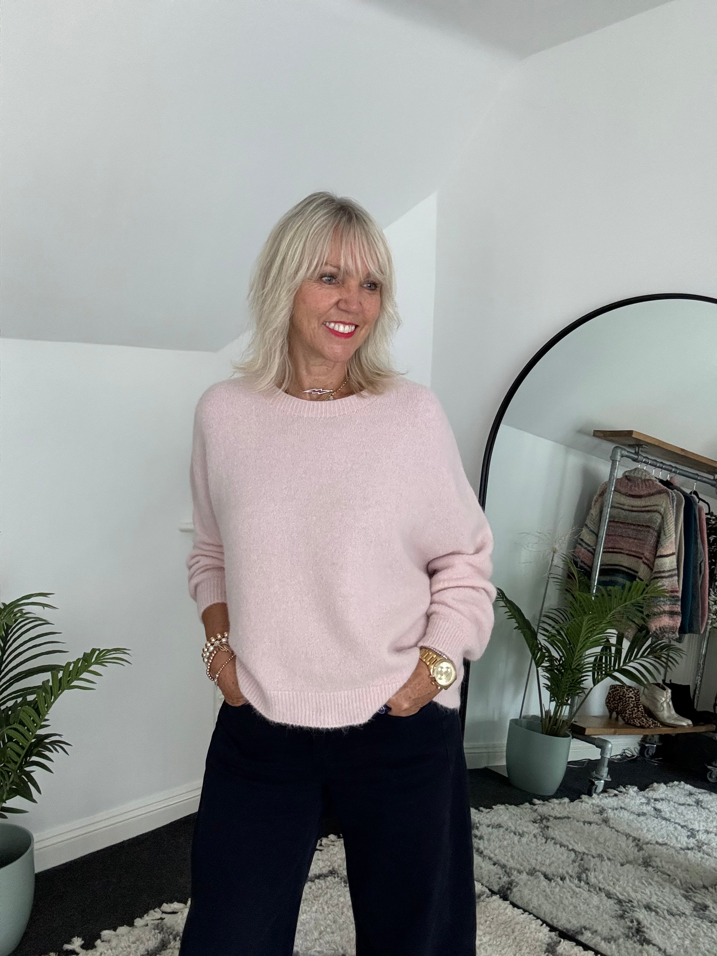 Luxe Slouchy Alpaca Jumper in Soft Pink