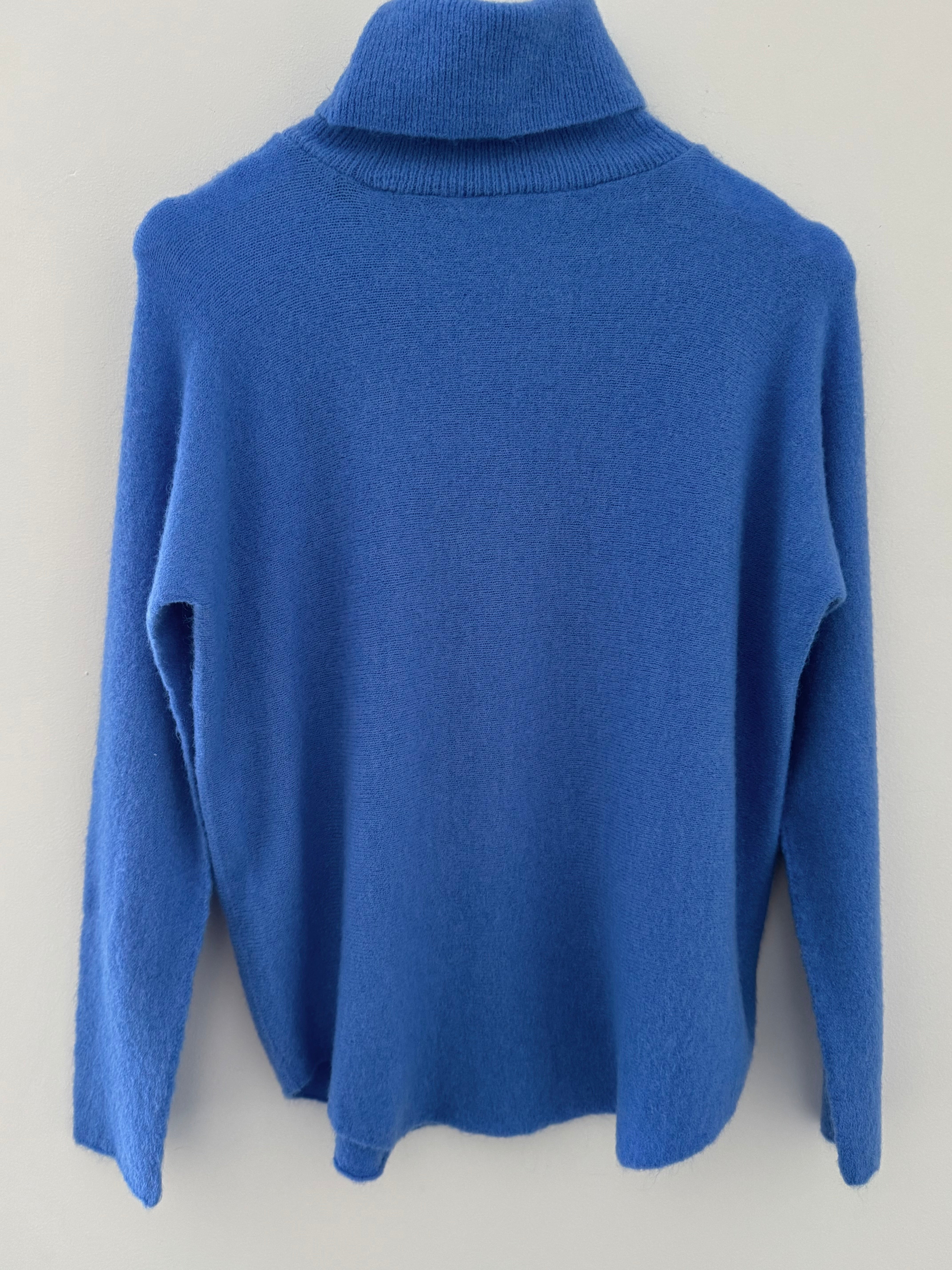 Simple Roll Neck Jumper in Cornflower