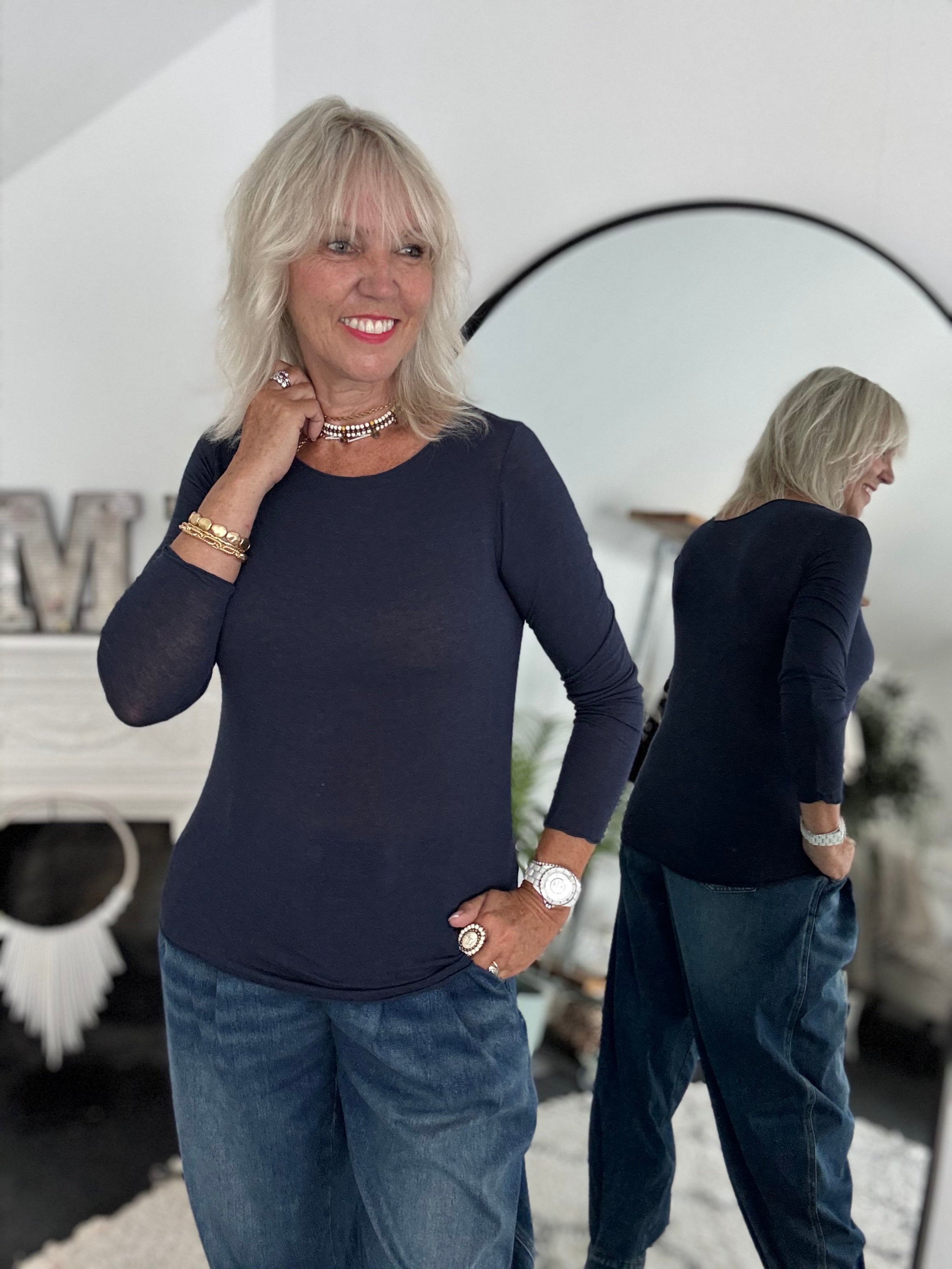Ultrasoft Cashmere Blend Base Layer in Navy