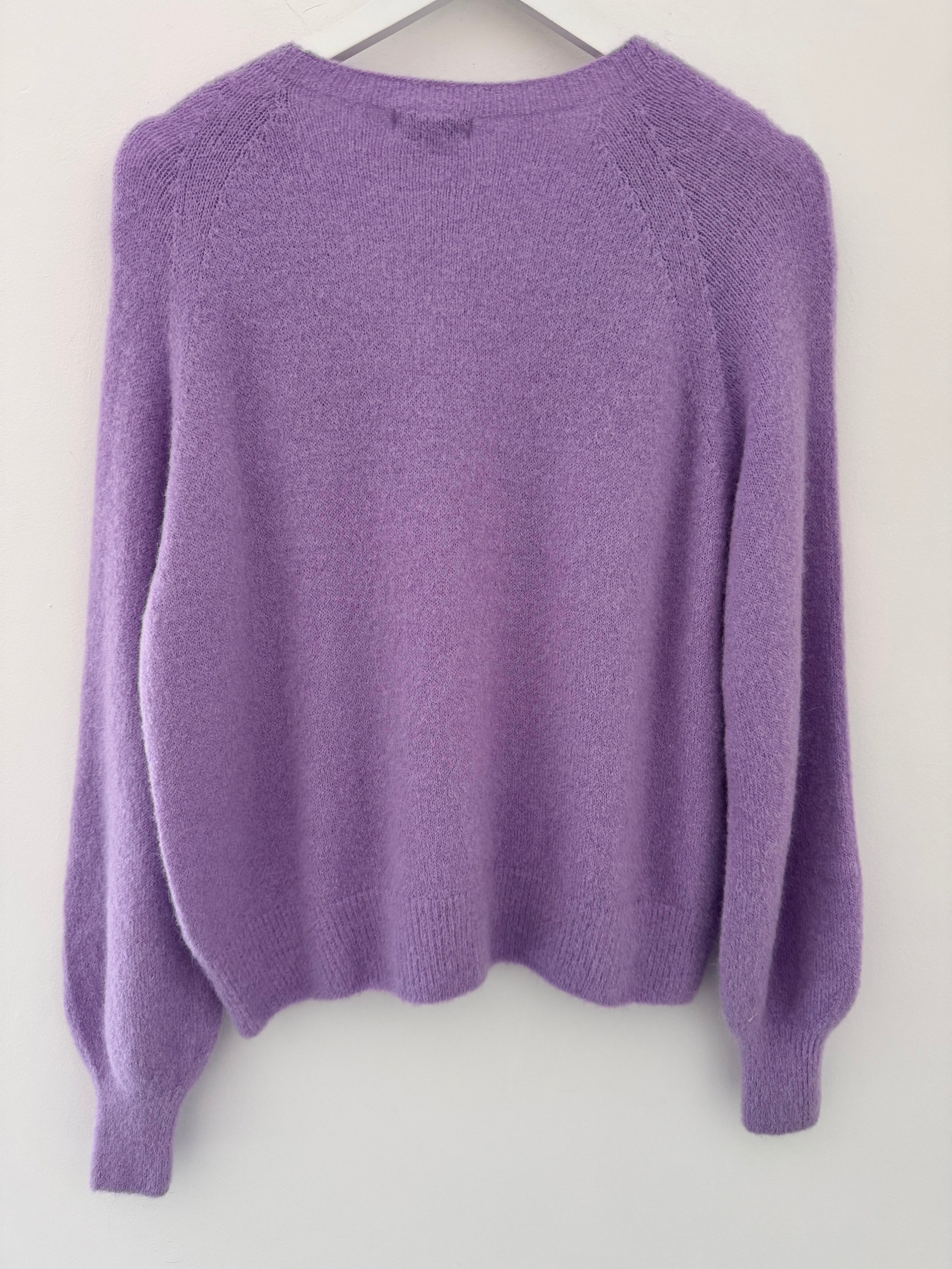 Softie Jumper with Button Neck in Lilac