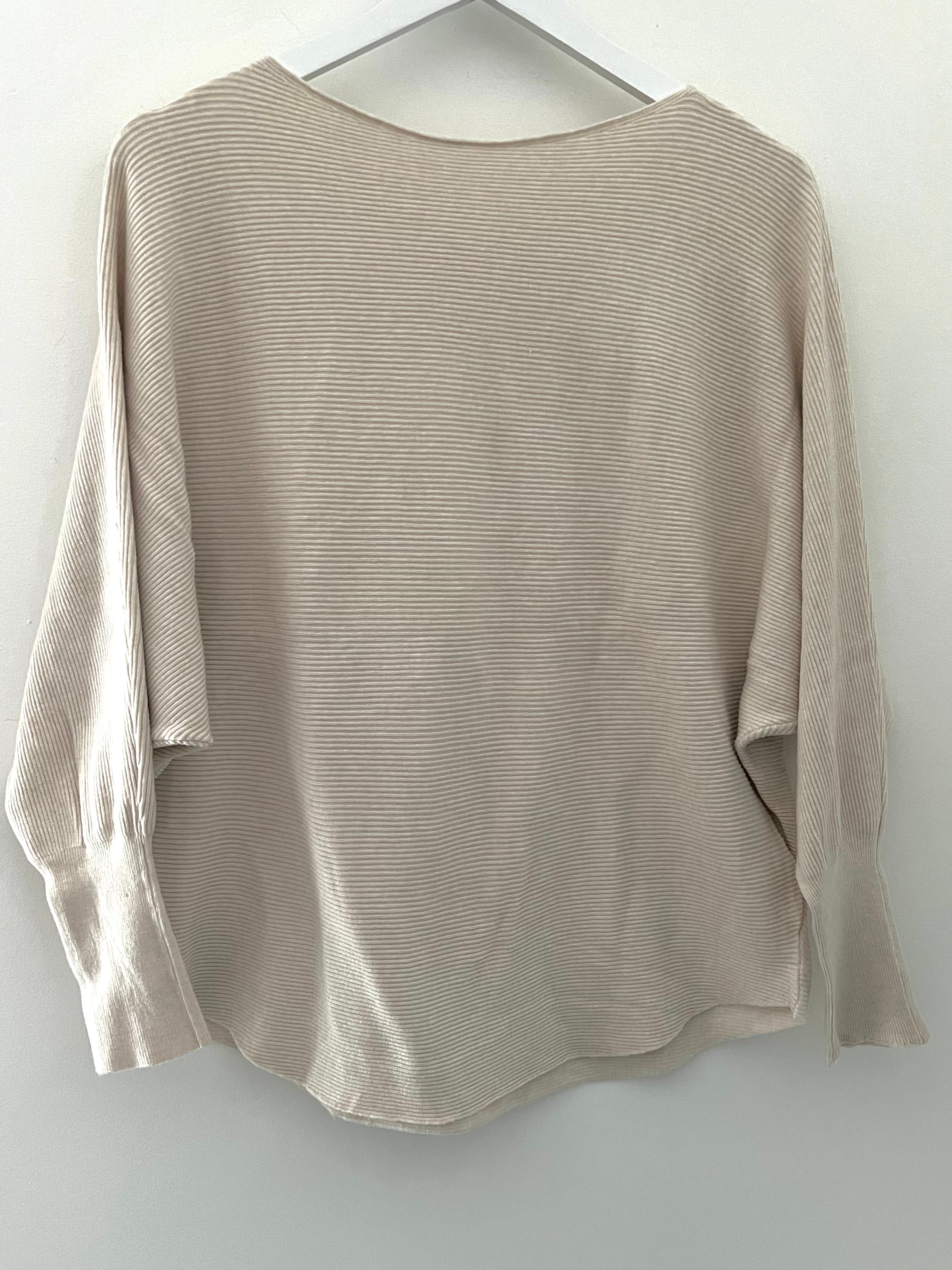 Ribbed Sequin Star Jumper in Stone