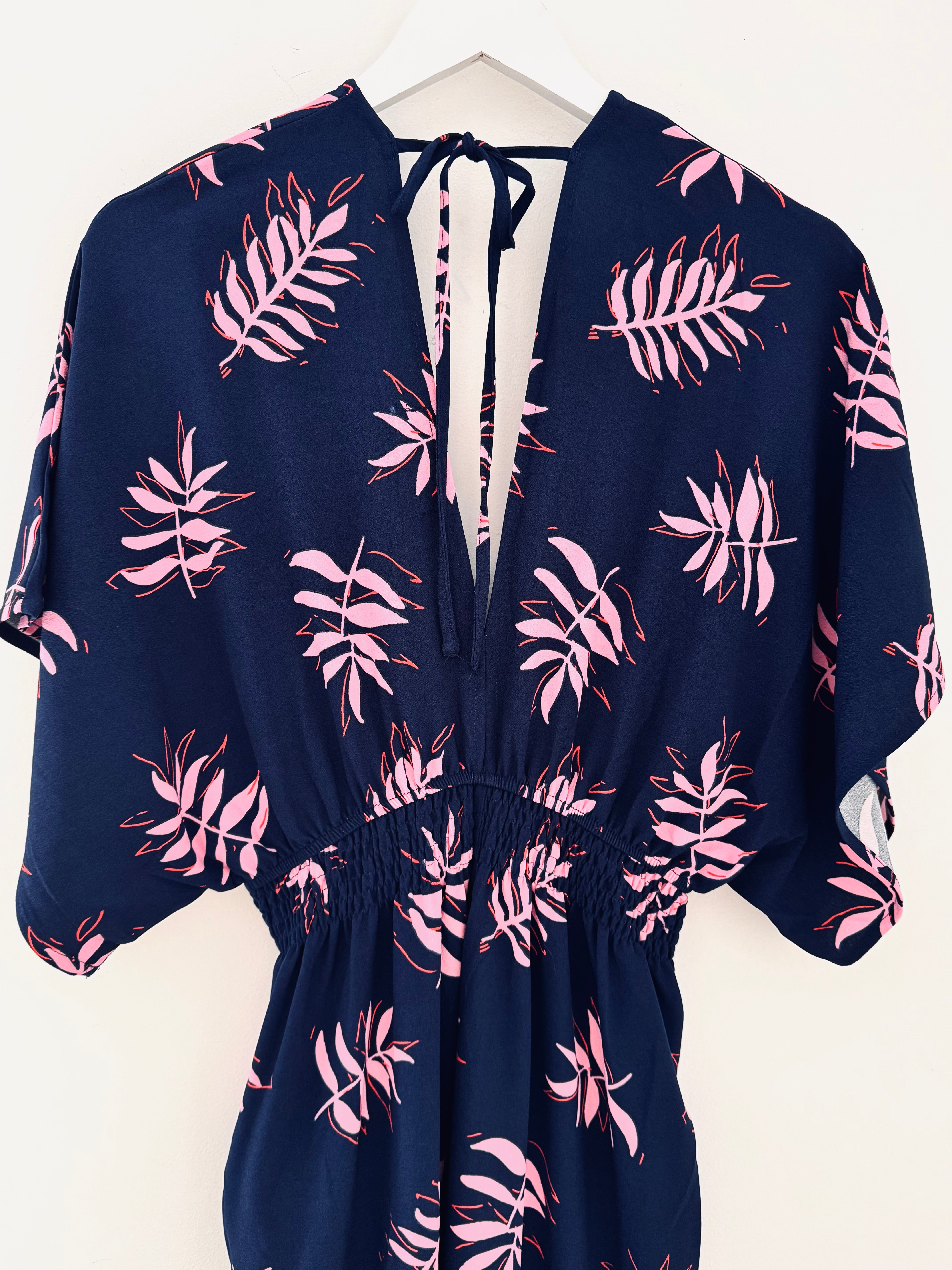 Wide Leg Jumpsuit in Navy & Pink