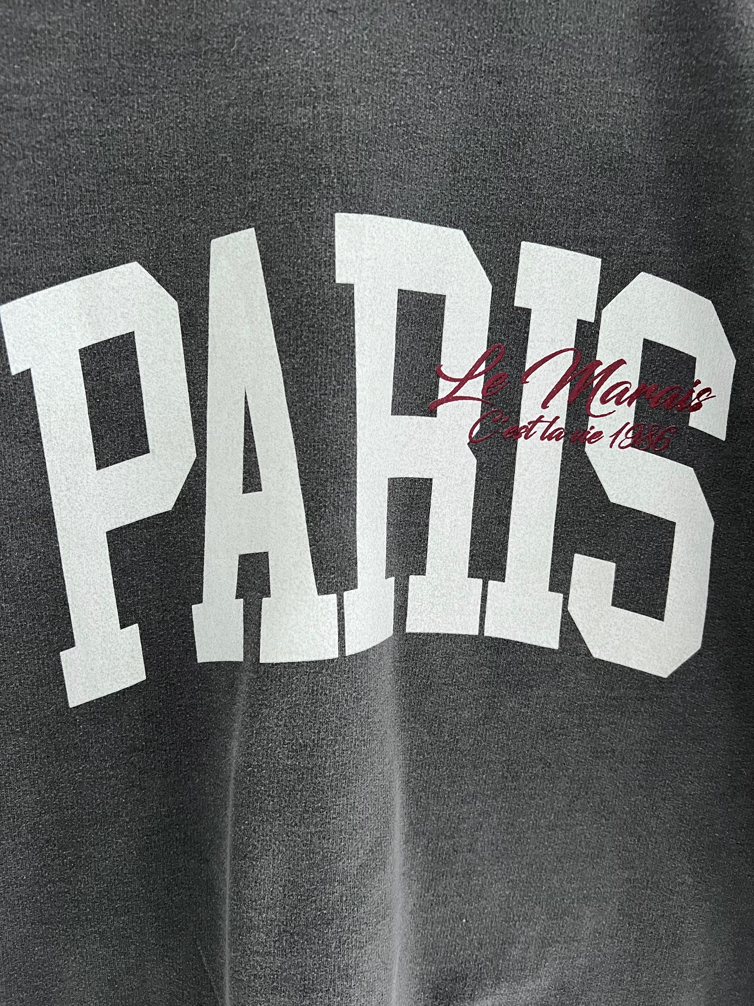 Vintage Wash Paris Sweatshirt in Charcoal
