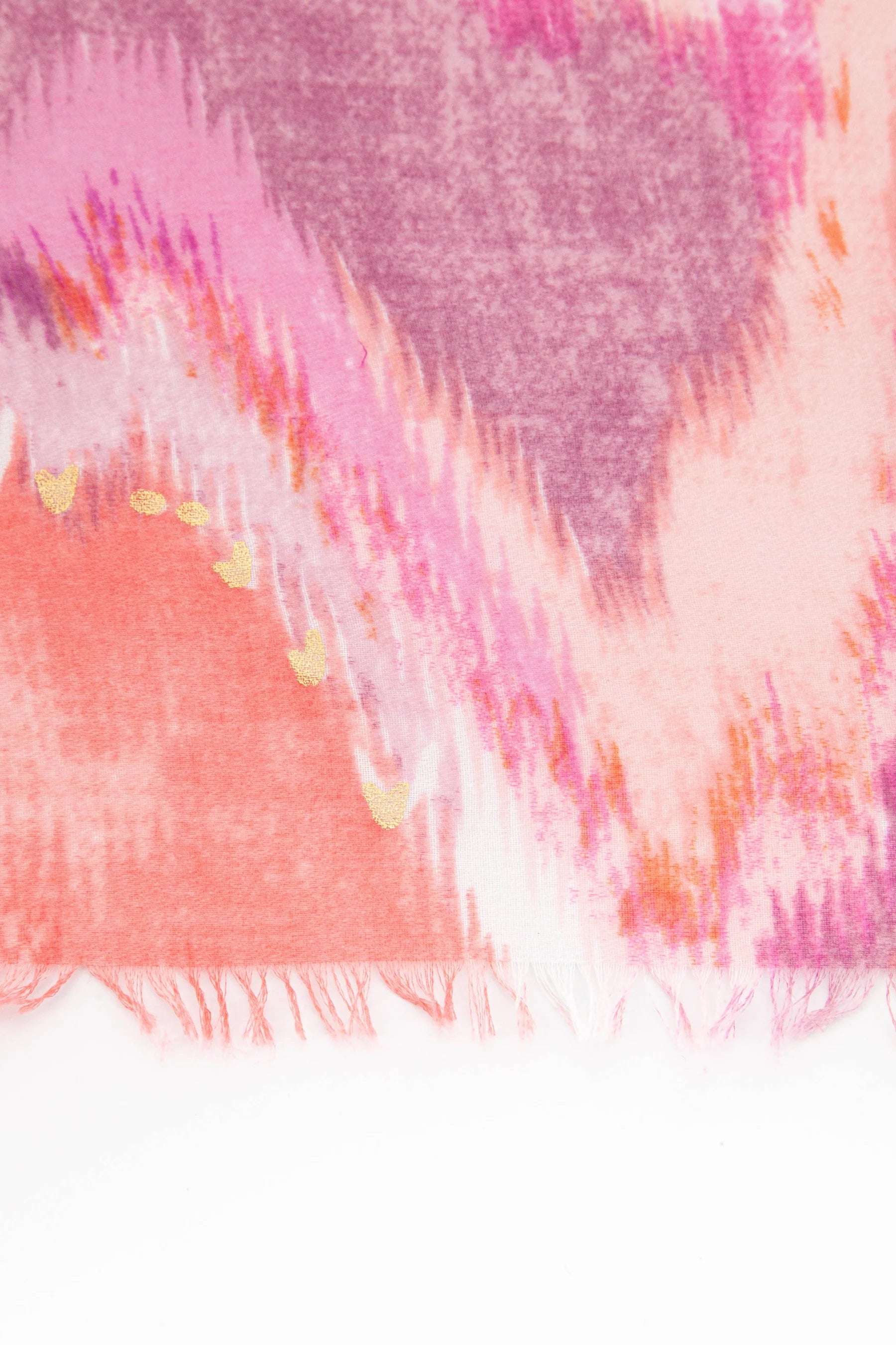 Wave Print Scarf with Gold Highlights in Pink
